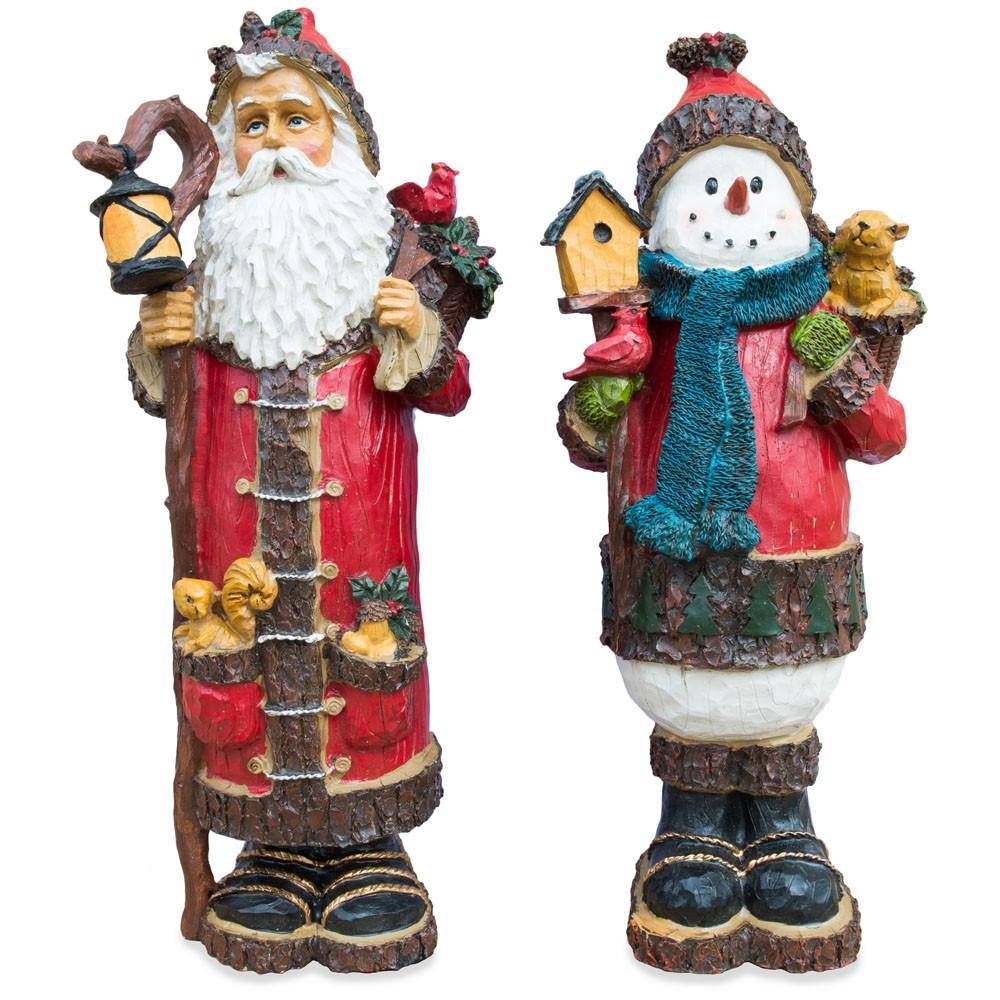 Set of 2 Santa and Snowman Christmas Figurines 18 Inches BestPysanky