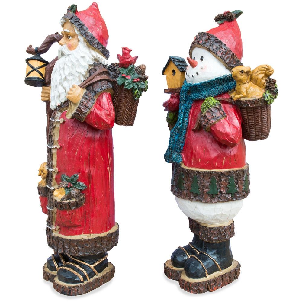 Set of 2 Santa and Snowman Christmas Figurines 18 Inches BestPysanky