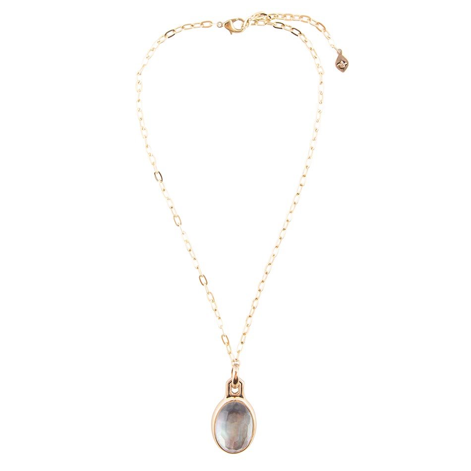 Black Mother of Pearl Golden Pendant Necklace Barse Jewelry