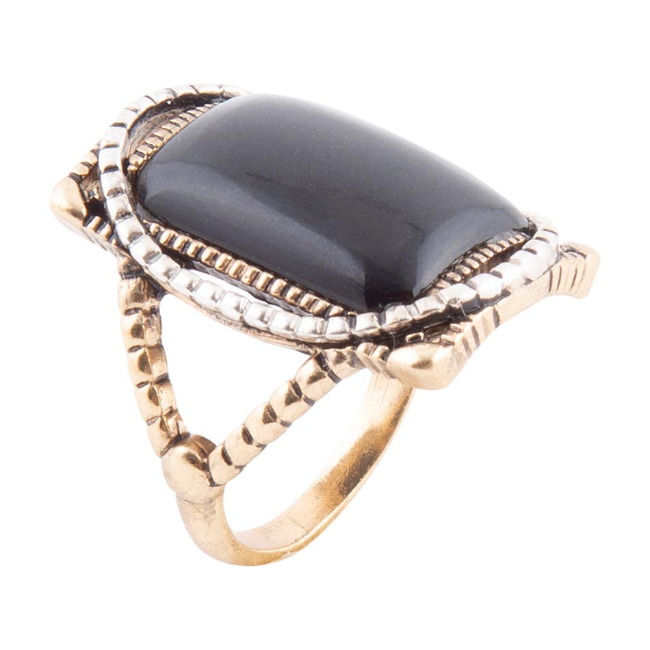 Black Onyx Mixed Metal Statement Ring Barse Jewelry