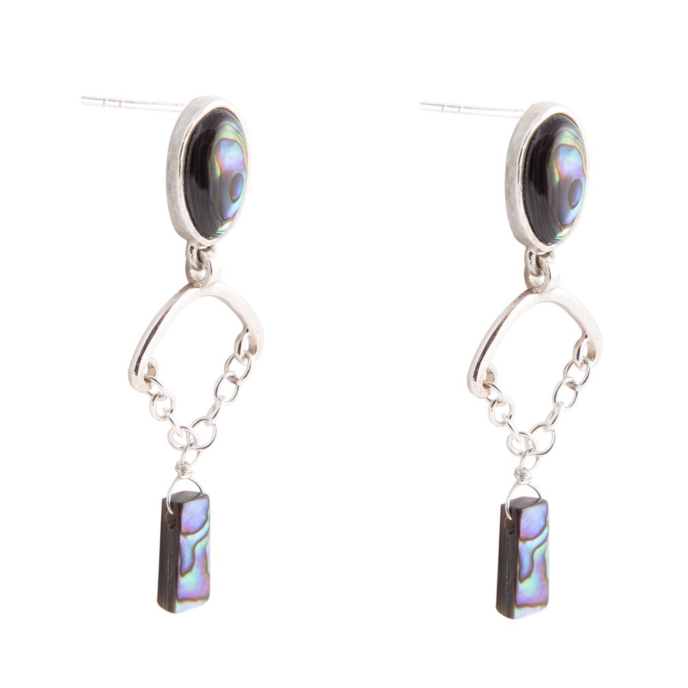 Blue Abalone Drop Chain Sterling Silver Earrings Barse Jewelry
