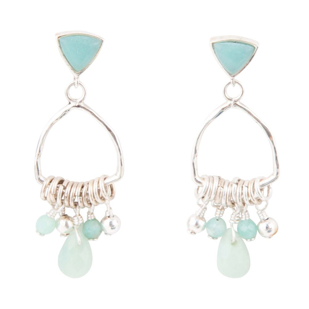 Blue Amazonite and Sterling Silver Chandelier Earrings Barse Jewelry