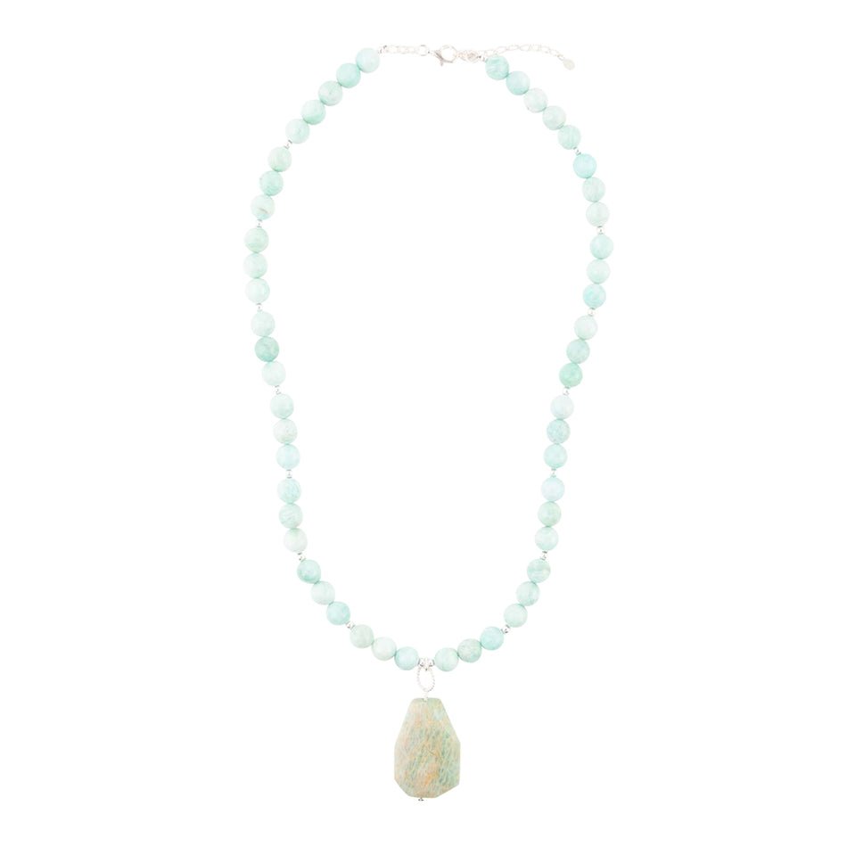 Blue Amazonite Sterling Silver Pendant Necklace Barse Jewelry