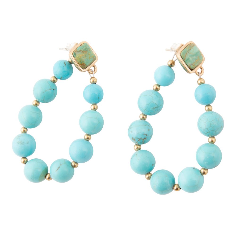 Carly Blue Magnesite Loop Post Golden Earrings Barse Jewelry