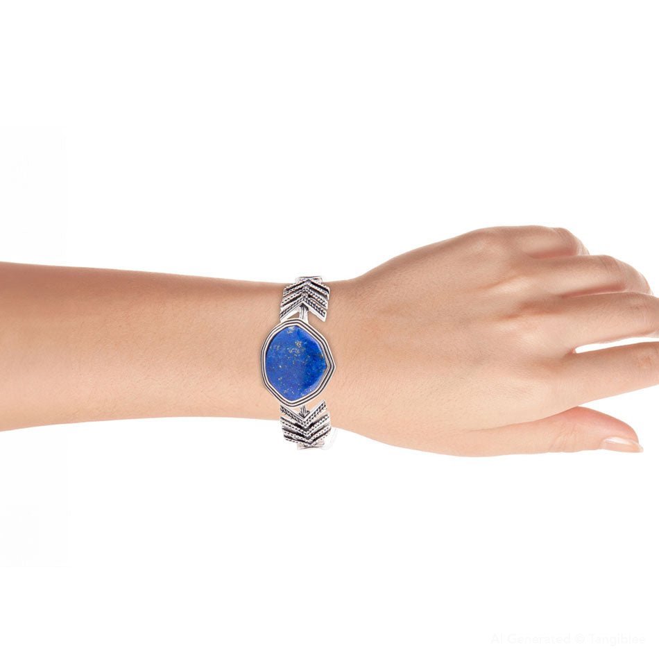Blue Lapis and Sterling Silver Statement Cuff Barse Jewelry
