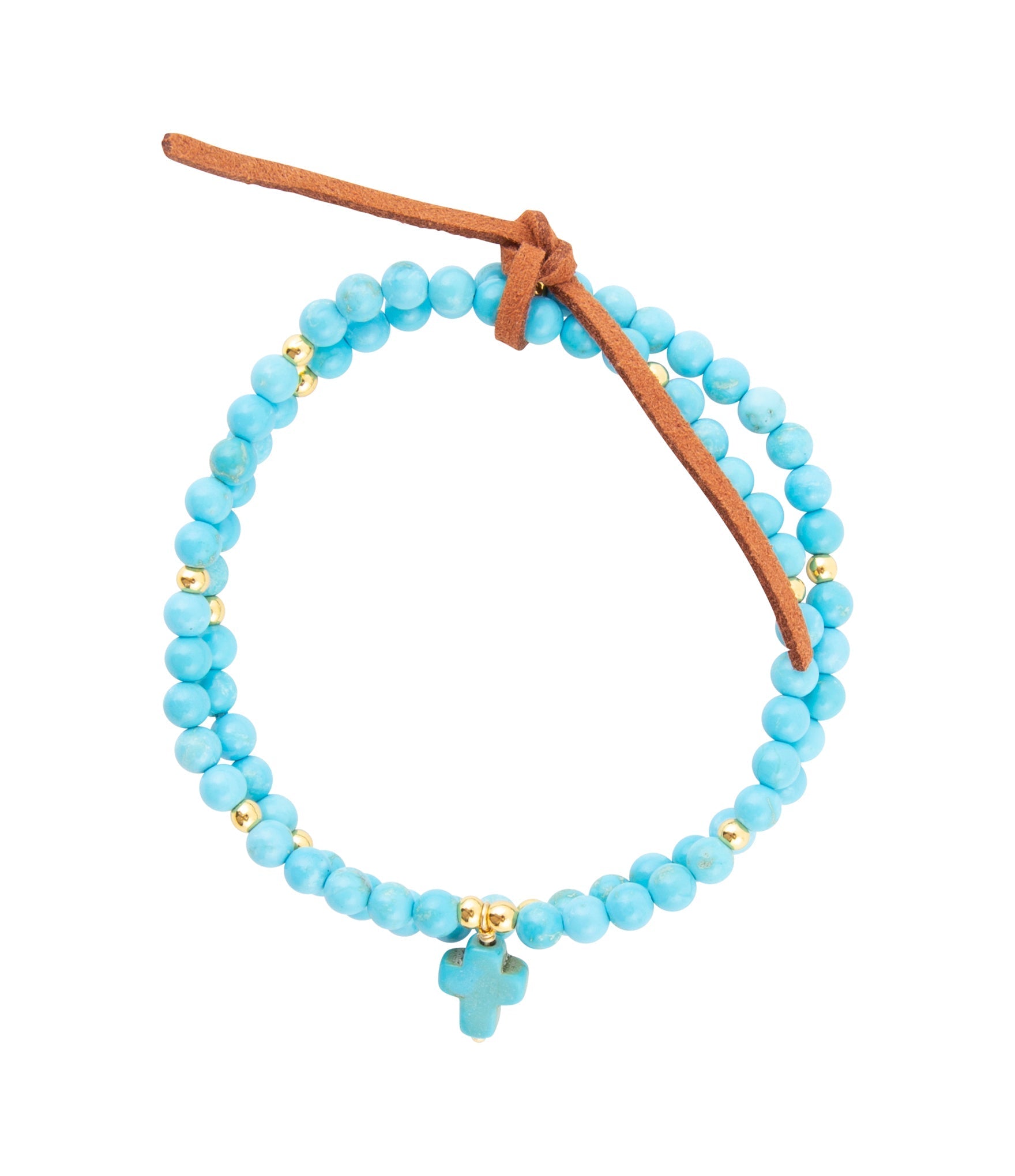 Blue Magnesite Golden Charm Stretch Bracelet Set Barse Jewelry