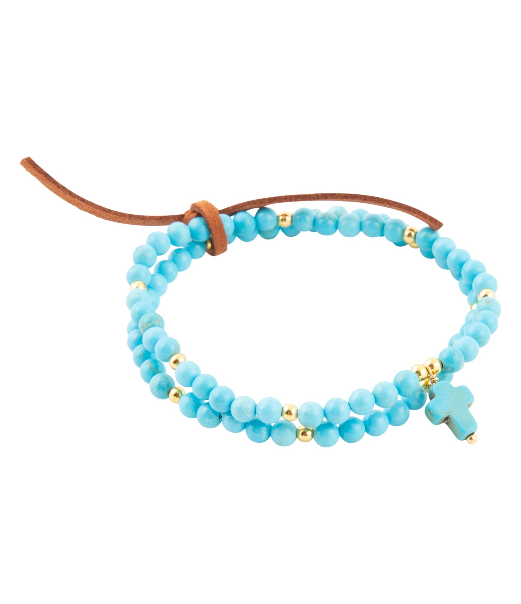 Blue Magnesite Golden Charm Stretch Bracelet Set Barse Jewelry