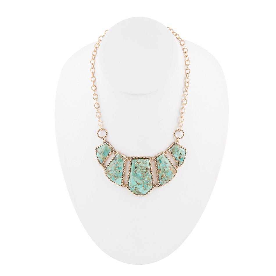 Blue Turquoise and Goldtone Statement Necklace Barse Jewelry