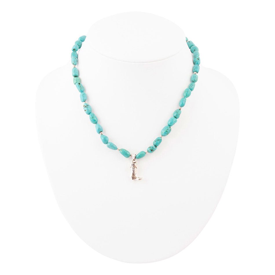 Blue Turquoise and Sterling Silver Boot Charm Necklace Barse Jewelry