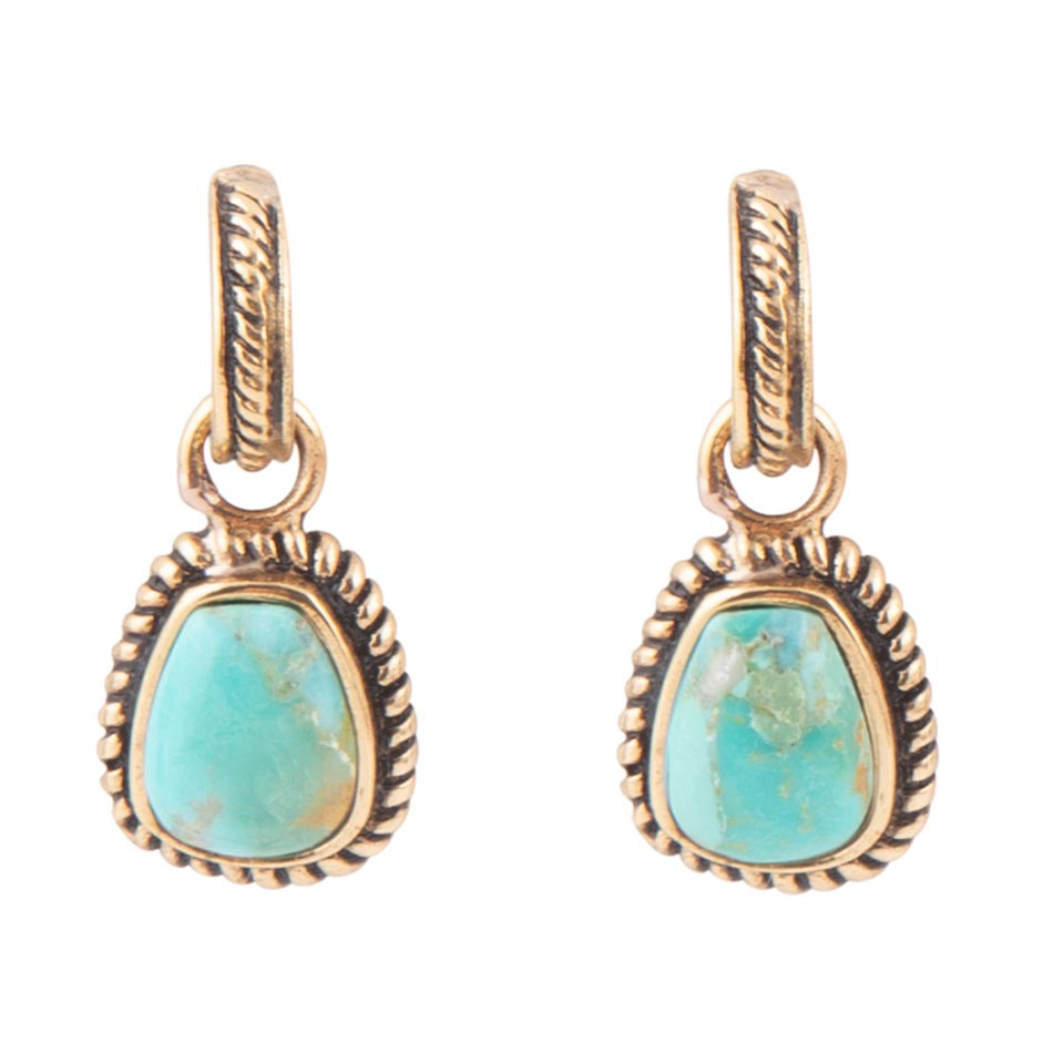 Blue Turquoise Golden Roped Earrings Barse Jewelry