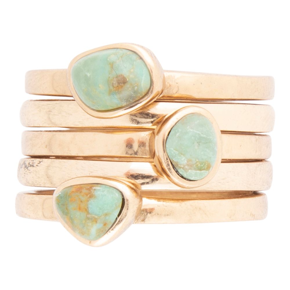 Blue Turquoise Golden Stacking Ring Set Barse Jewelry