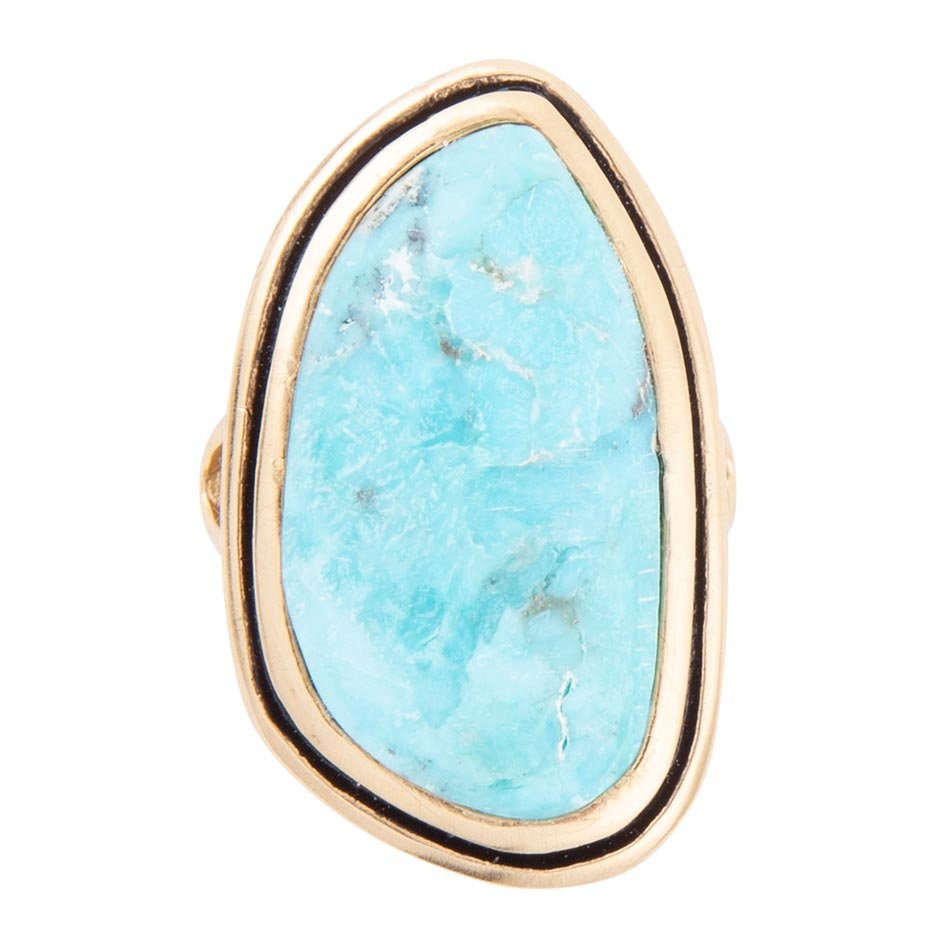 Blue Turquoise Golden Statement Ring Barse Jewelry