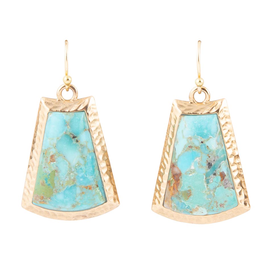 Blue Turquoise Jeweled Statement Golden Earrings Barse Jewelry