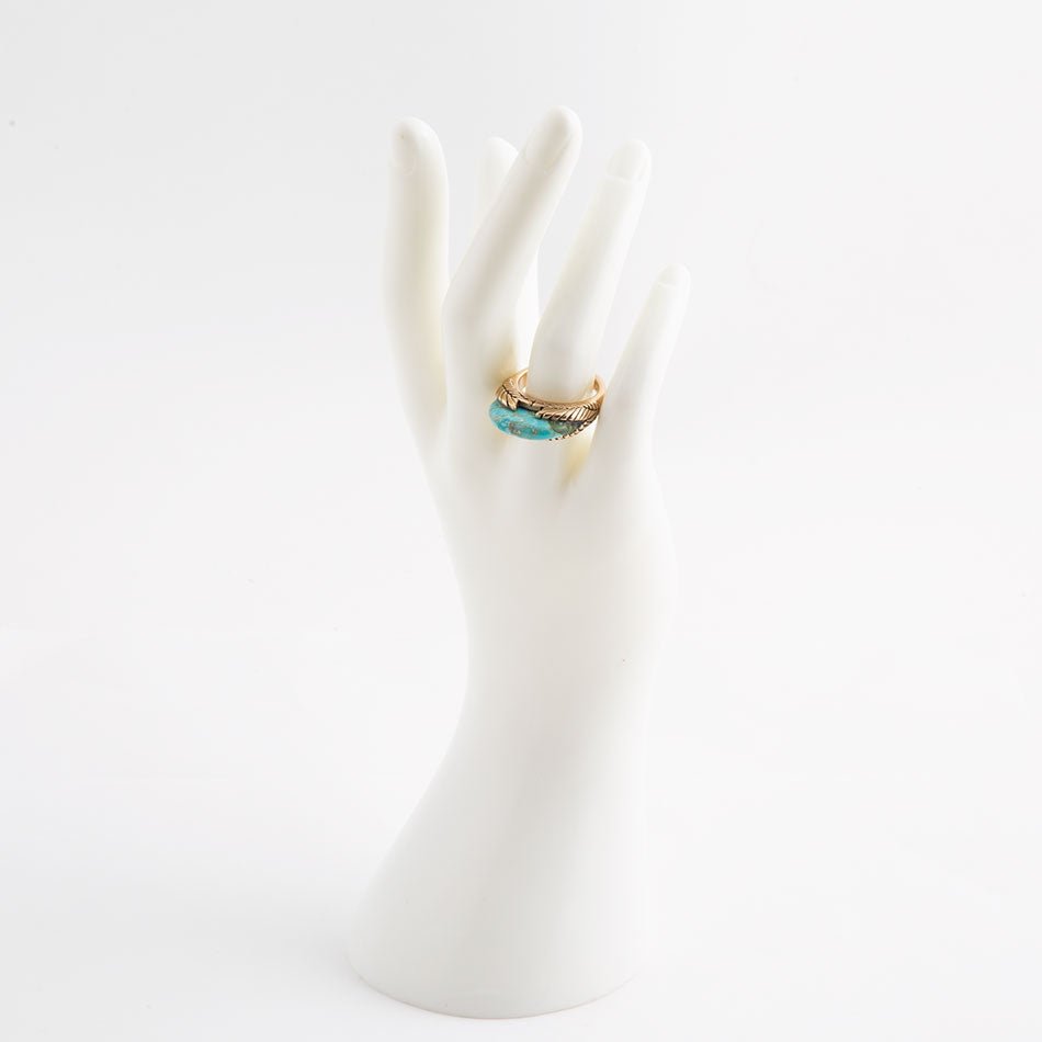 Blue Turquoise Line Golden Ring Barse Jewelry