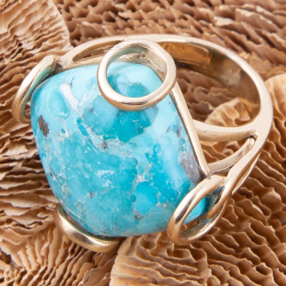 Blue Turquoise Rhombus Statement Ring Barse Jewelry