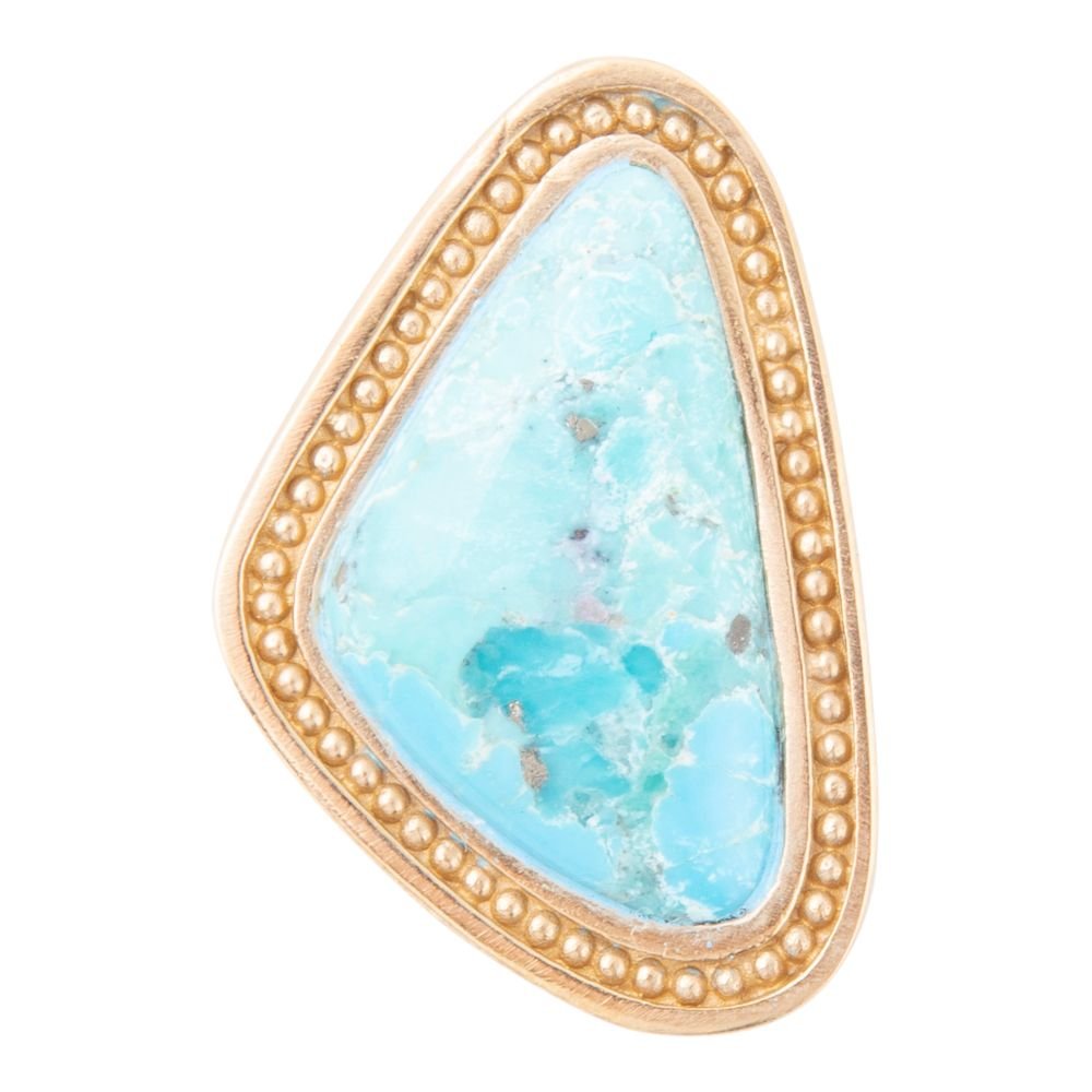 Blue Turquoise Triangle Golden Statement Ring Barse Jewelry