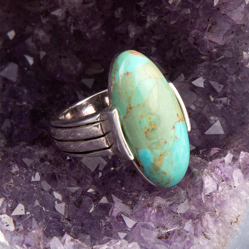 Bold Green Turquoise and Sterling Silver Ring Barse Jewelry