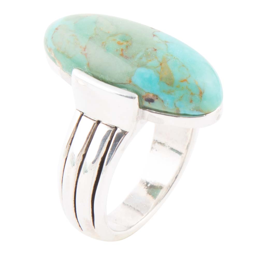 Bold Green Turquoise and Sterling Silver Ring Barse Jewelry