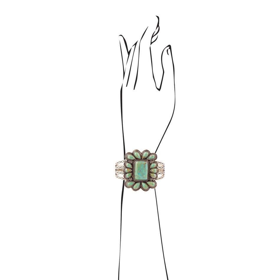 Blue Turquoise Golden Statement Cuff Bracelet Barse Jewelry