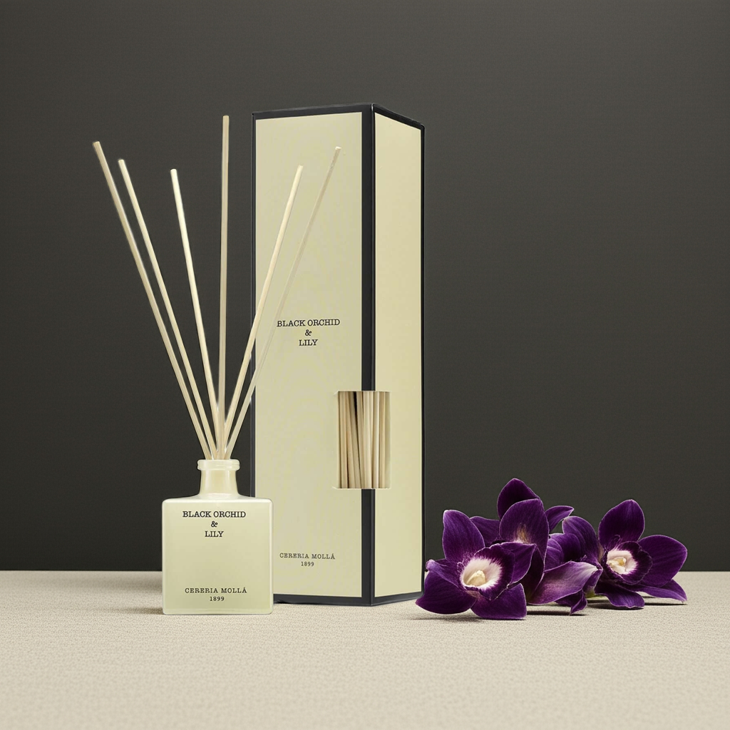 Cereria Molla - Premium Reed Diffuser - Black Orchid & Lily - Coastous