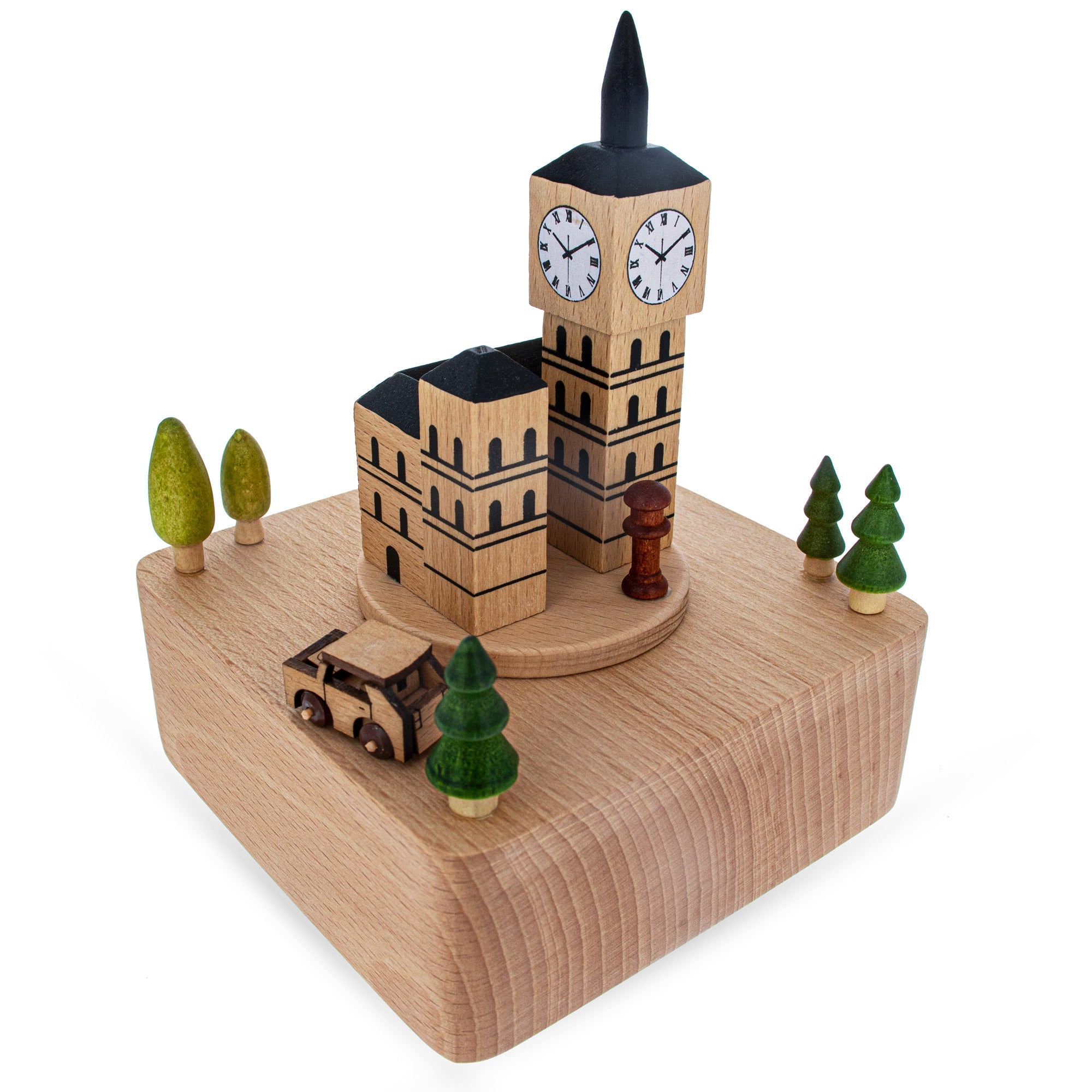 Big Ben, London Musical Figurine with Moving Magnetic Car