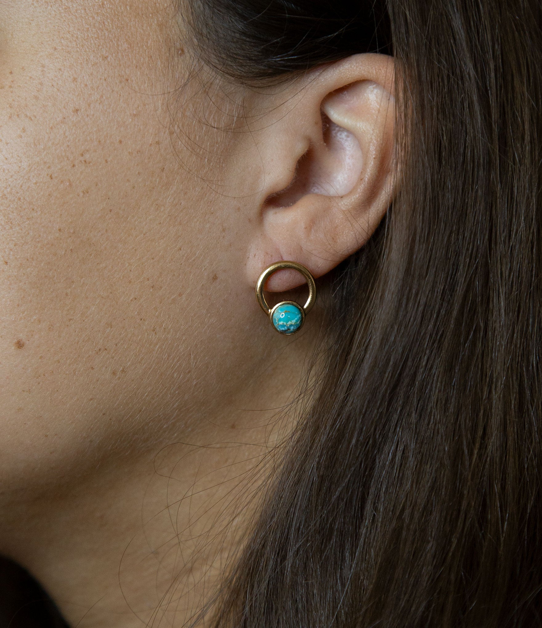 Calgary Blue Turquoise Post Golden Earrings Barse Jewelry