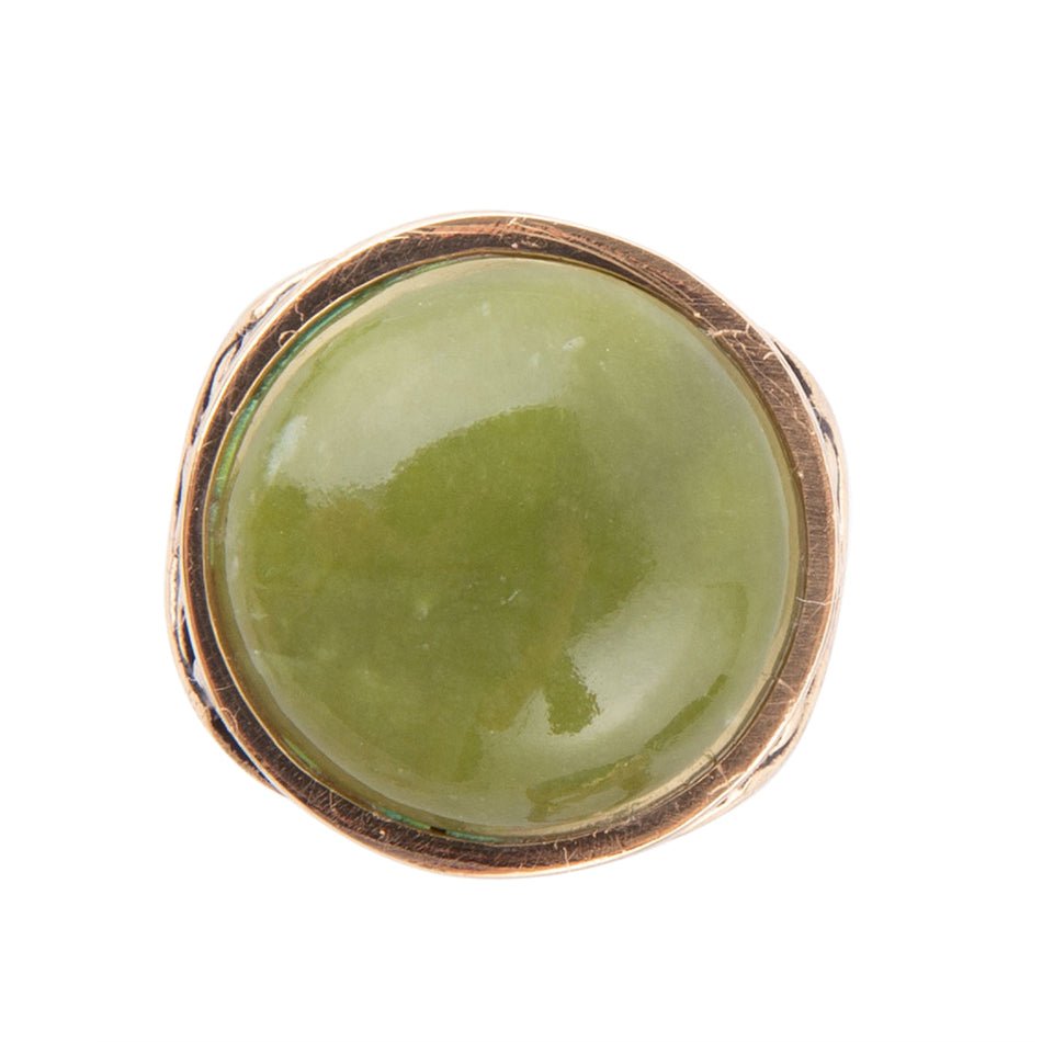 Green Canadian Jade Golden Statement Ring Barse Jewelry