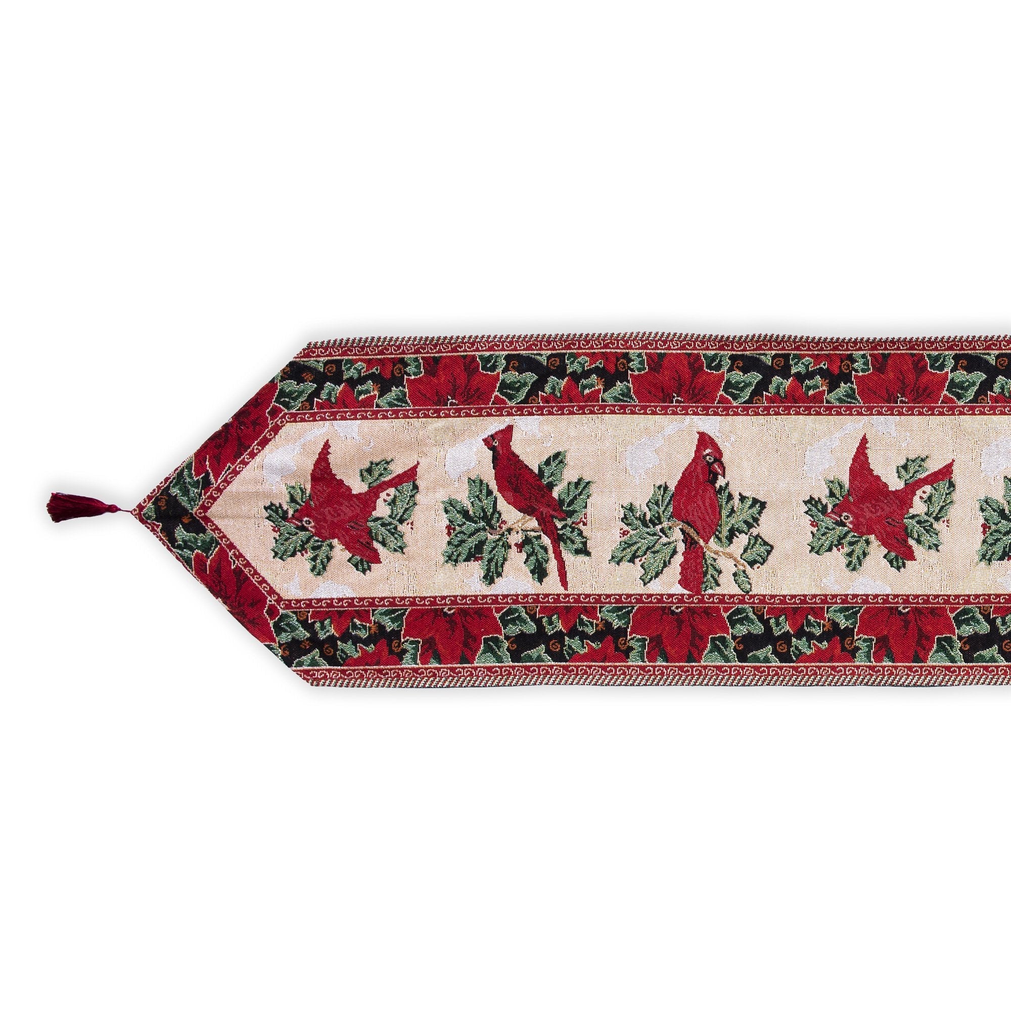 Cardinal, Mistletoe Poinsettia Christmas Tablecloth Holiday Runner 77 Inches BestPysanky