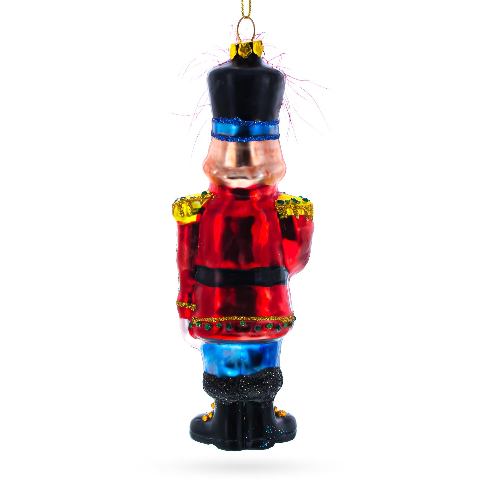 Nutcracker Soldier Glass Christmas Ornament