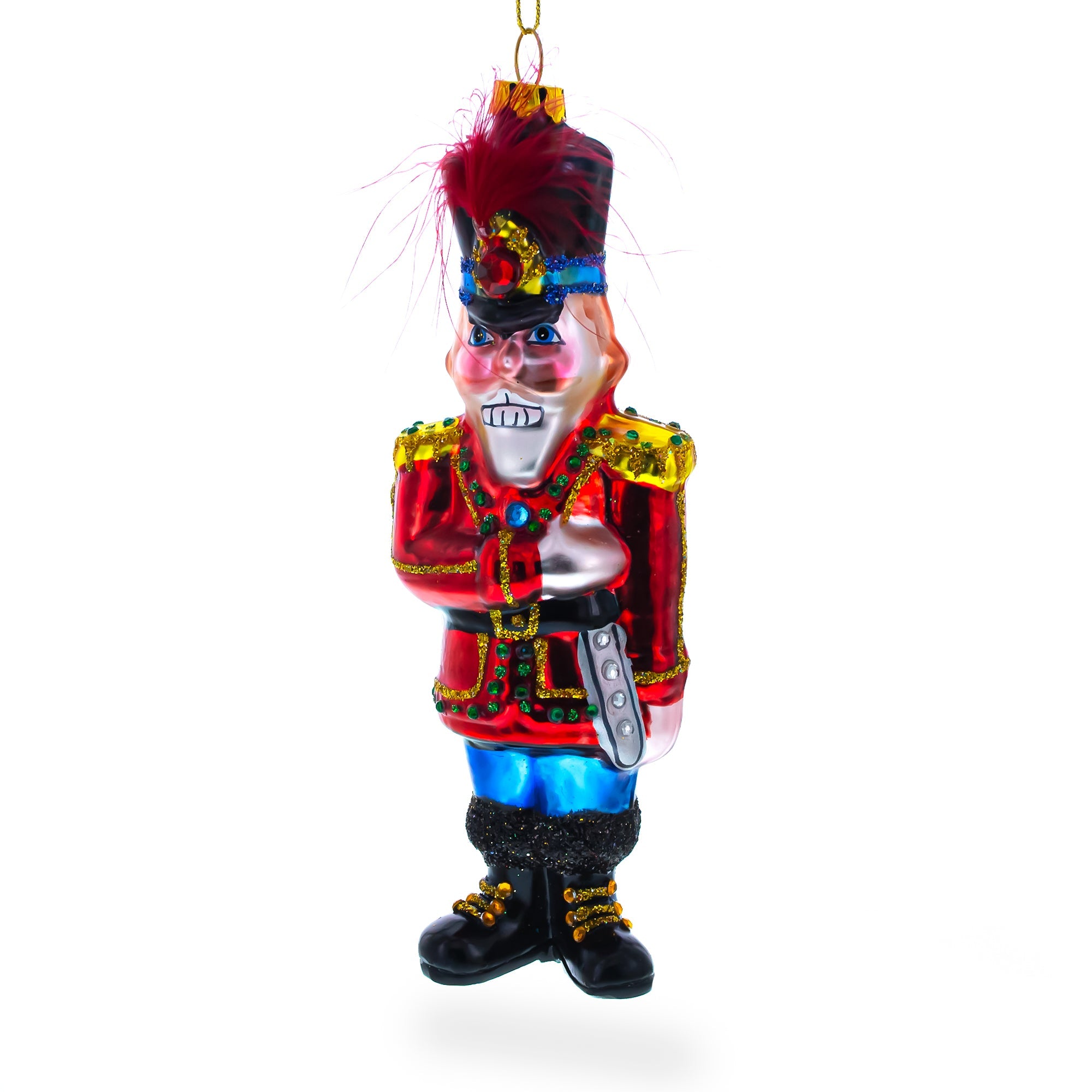 Nutcracker Soldier Glass Christmas Ornament
