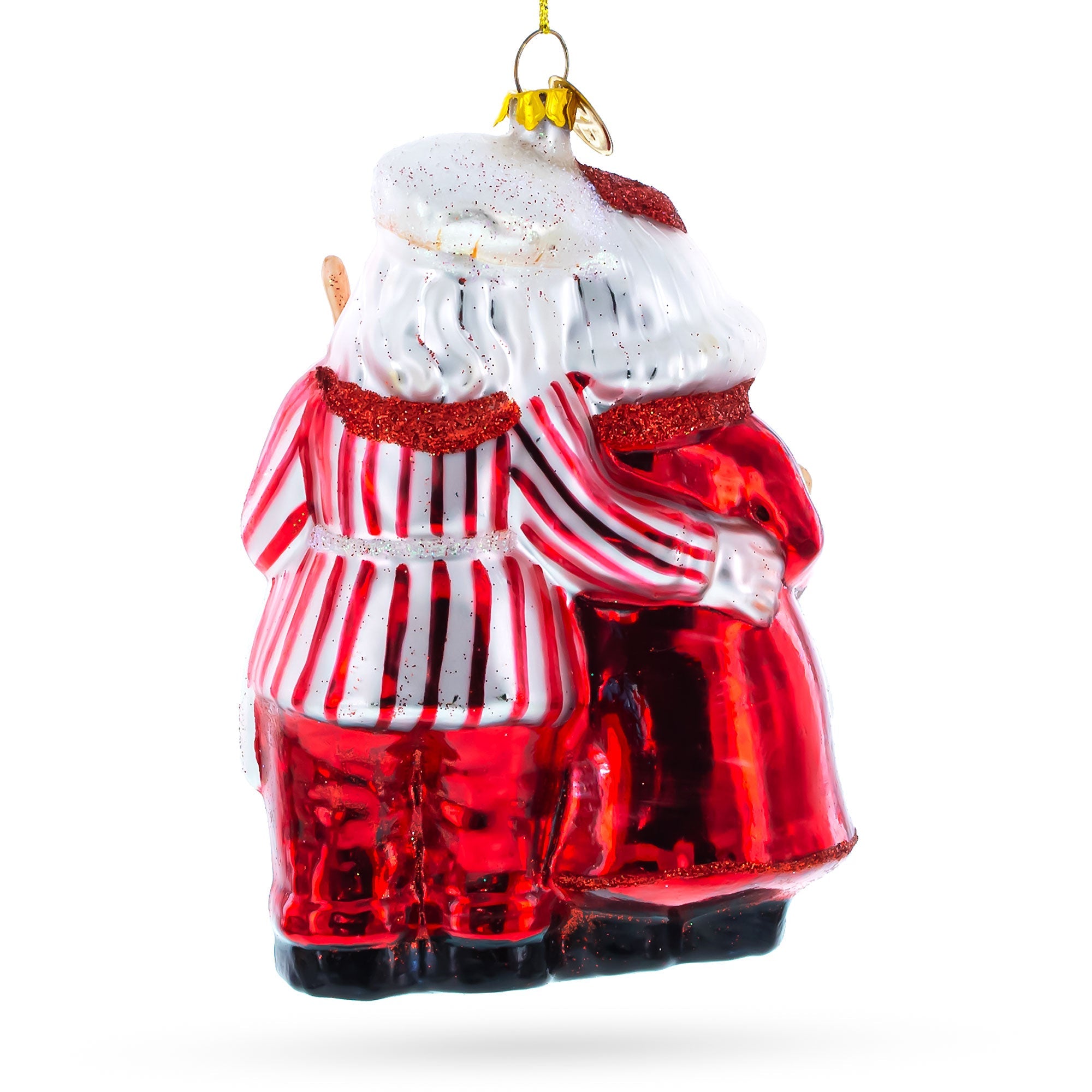 Mr. and Mrs. Santa Baking Cake Glass Christmas Ornament