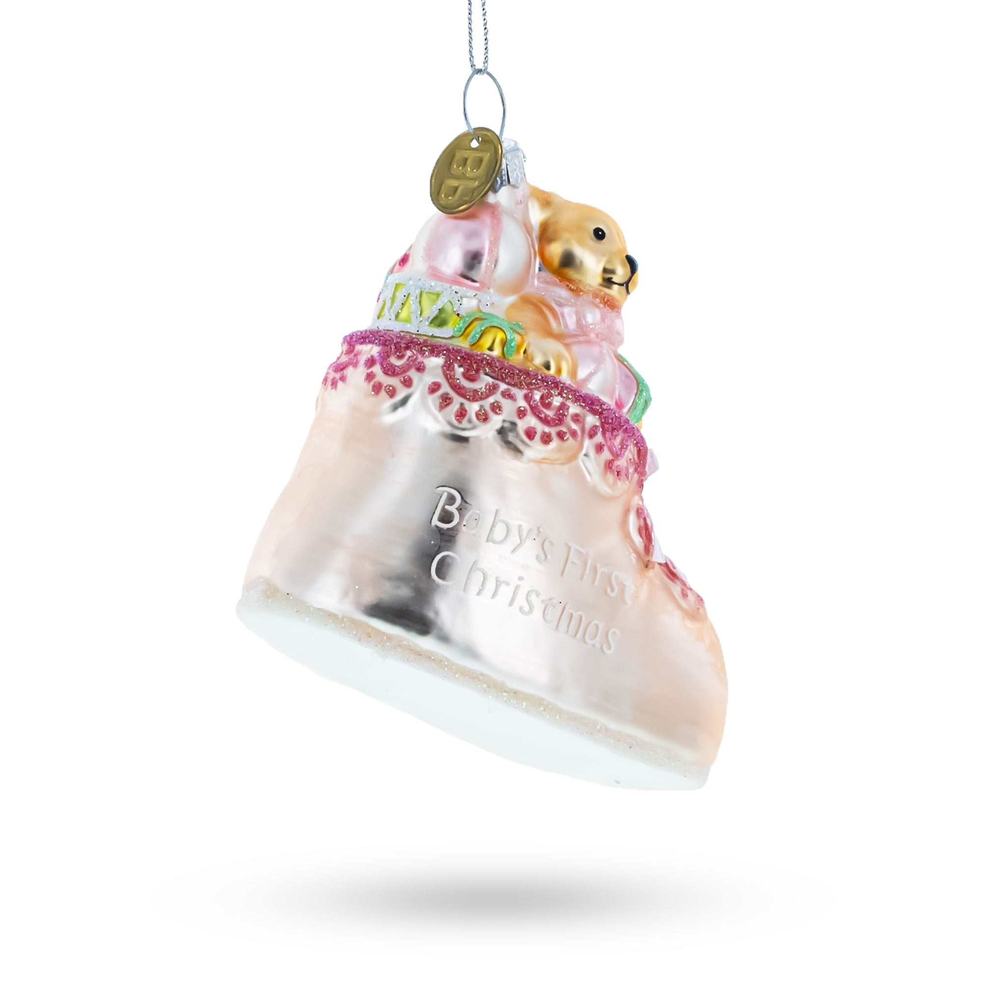 Teddy Bear Baby's First Glass Christmas Ornament