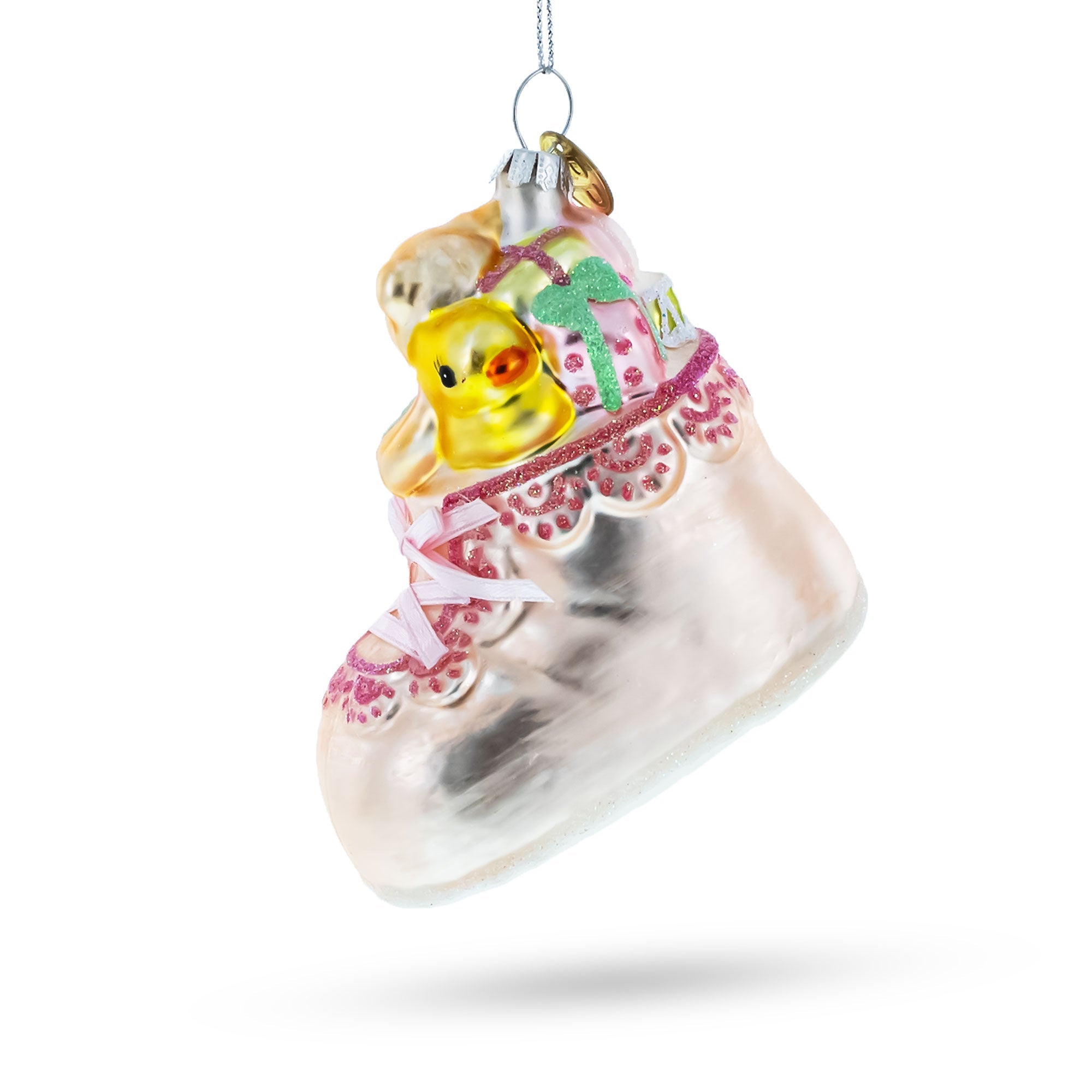 Teddy Bear Baby's First Glass Christmas Ornament