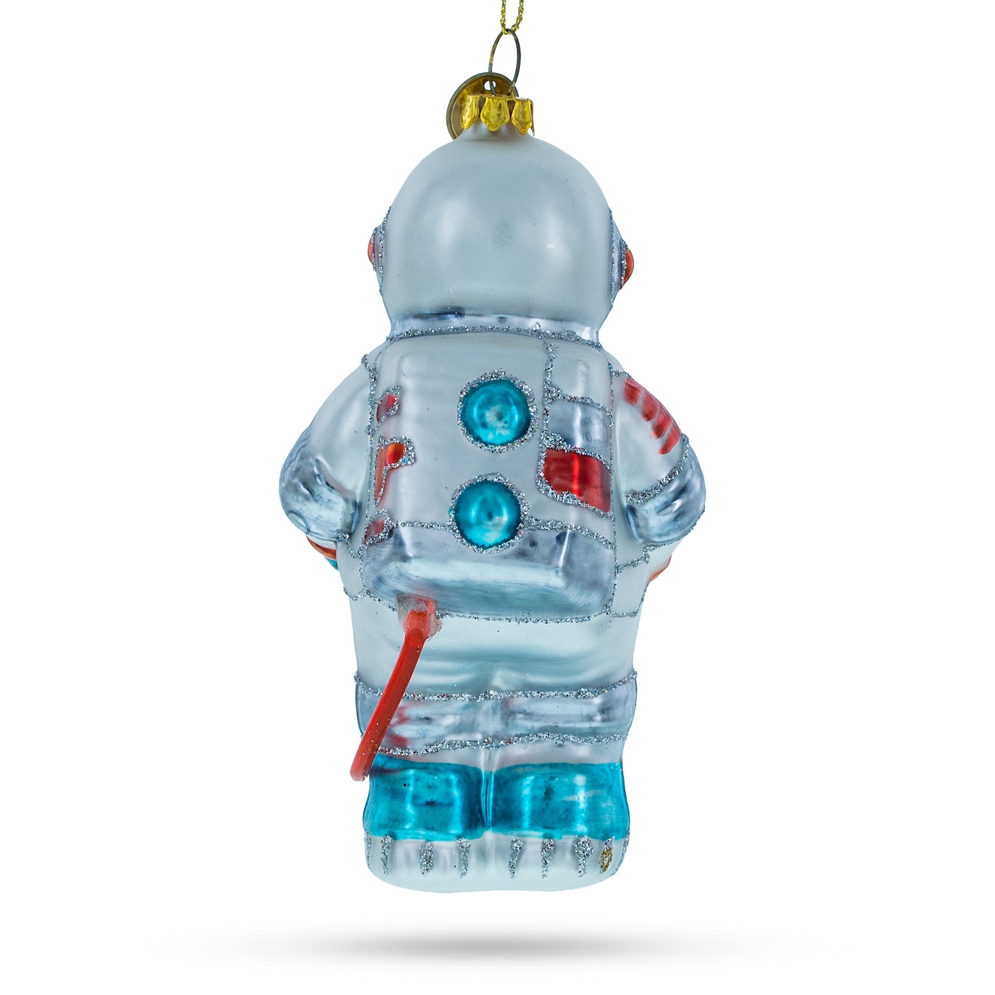 Astronaut in Open Space Glass Christmas Ornament