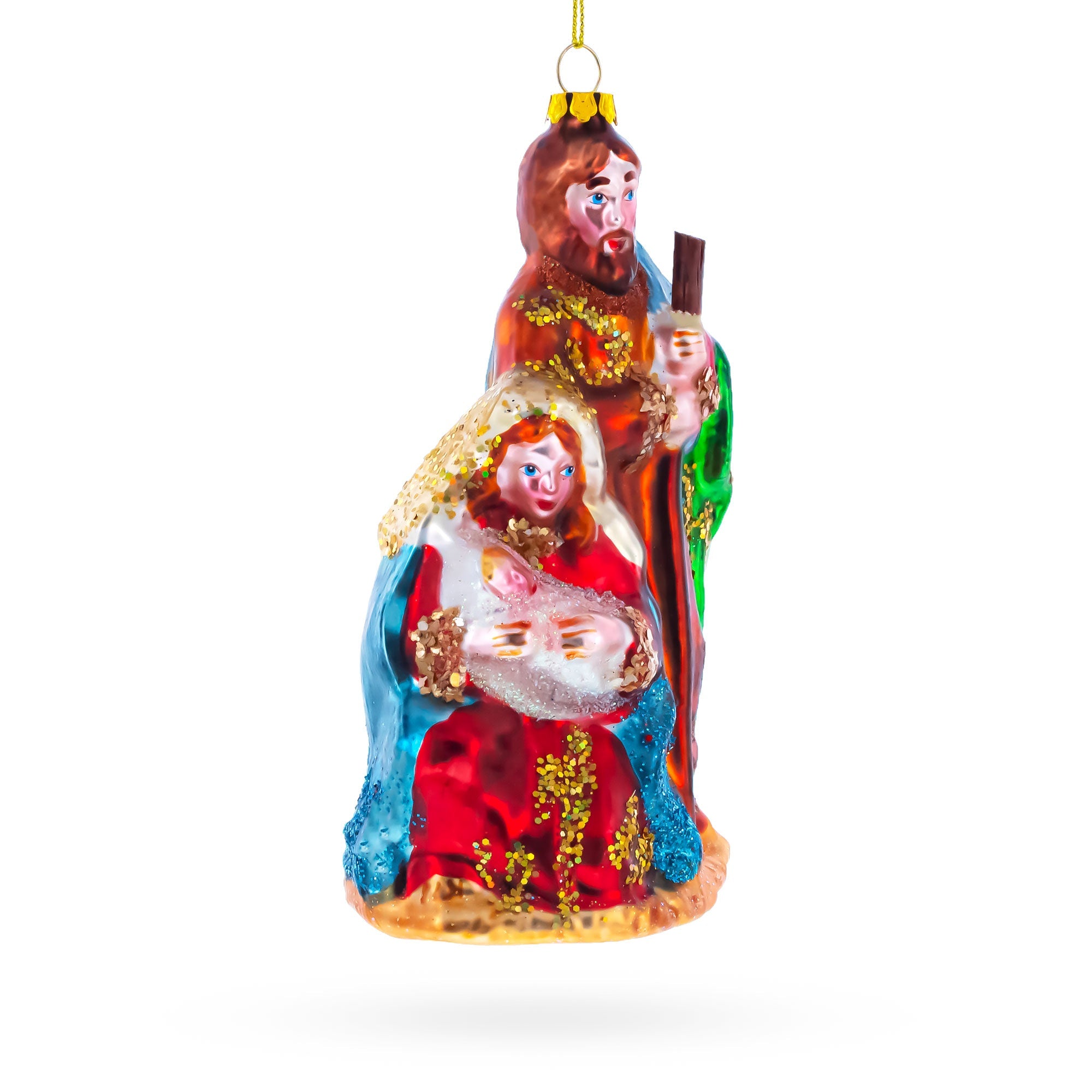 Sacred Holy Family Glass Christmas Ornament