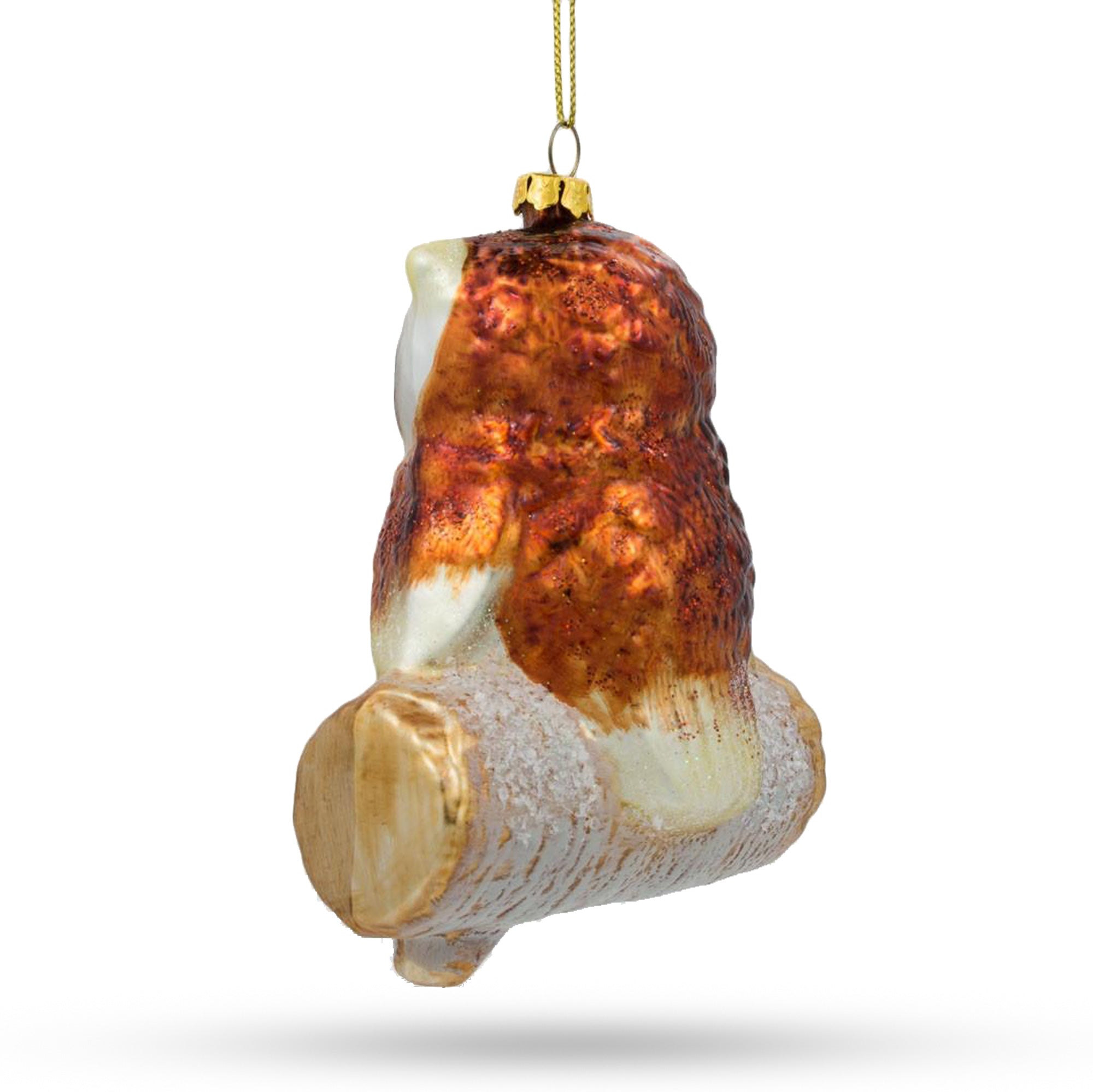 Wise Owl Sitting on a Branch Glass Christmas Ornament