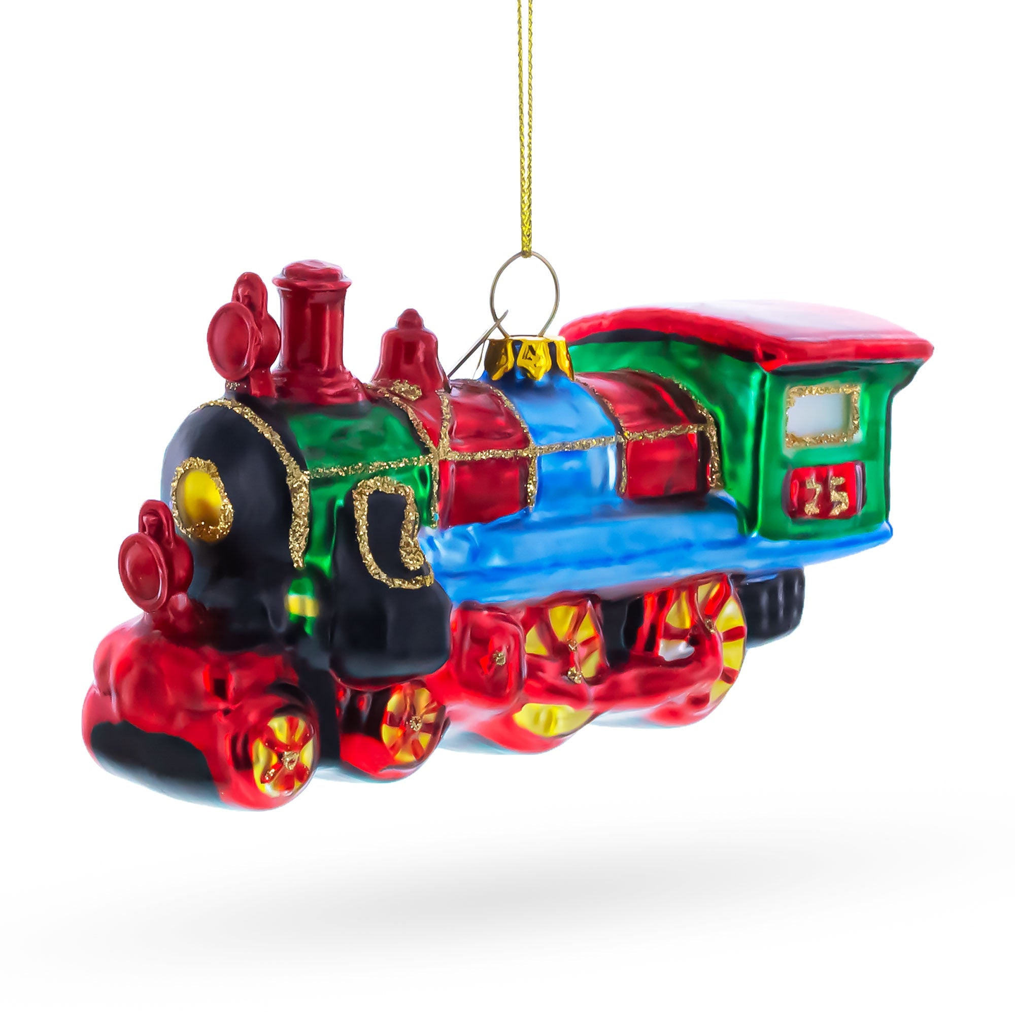 Steam Train Glass Christmas Ornament