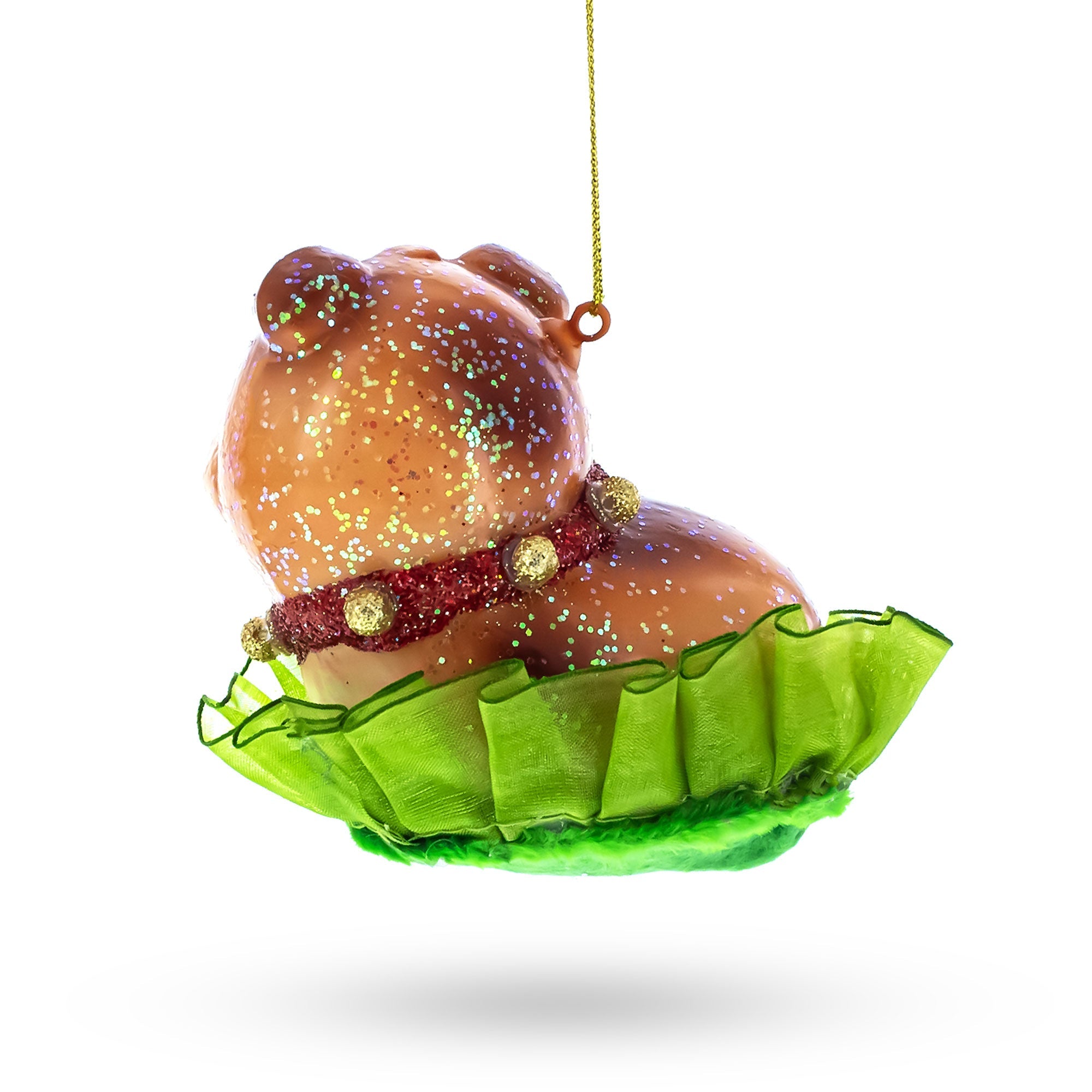 Bulldog Pup Glass Christmas Ornament