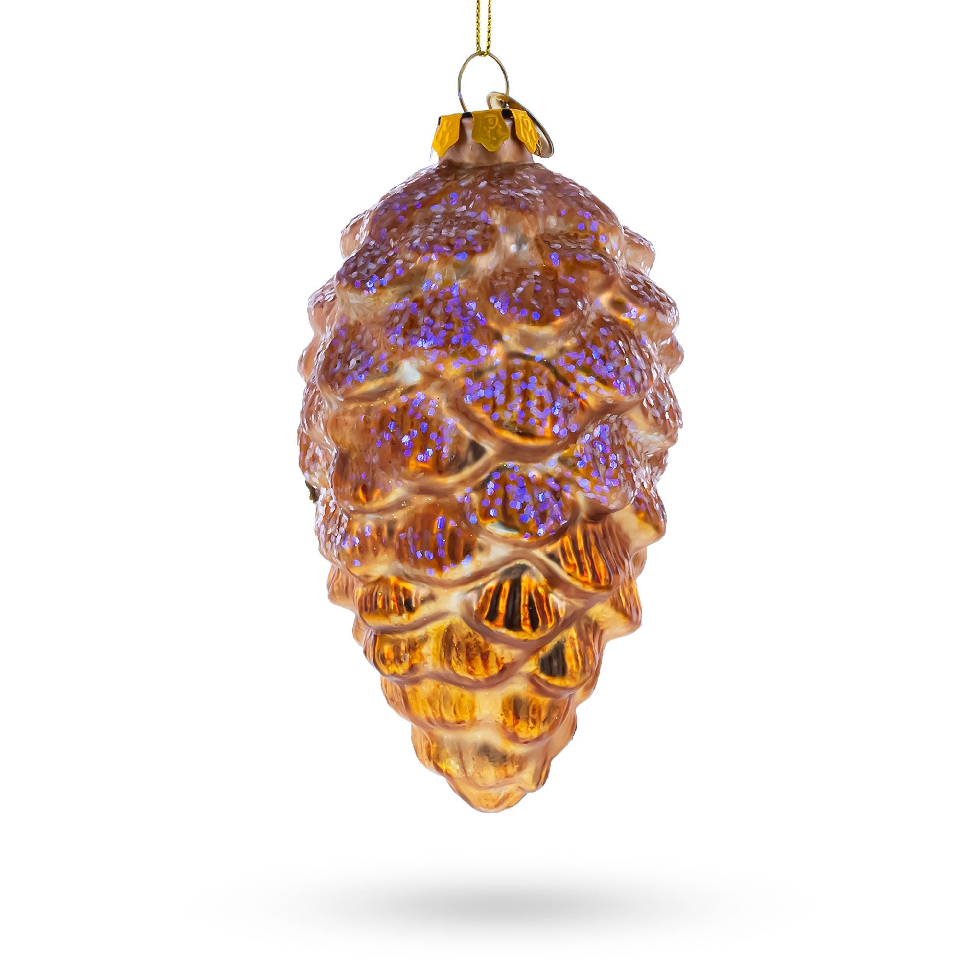 Squirrel Nestled in Pine Cone Glass Christmas Ornament