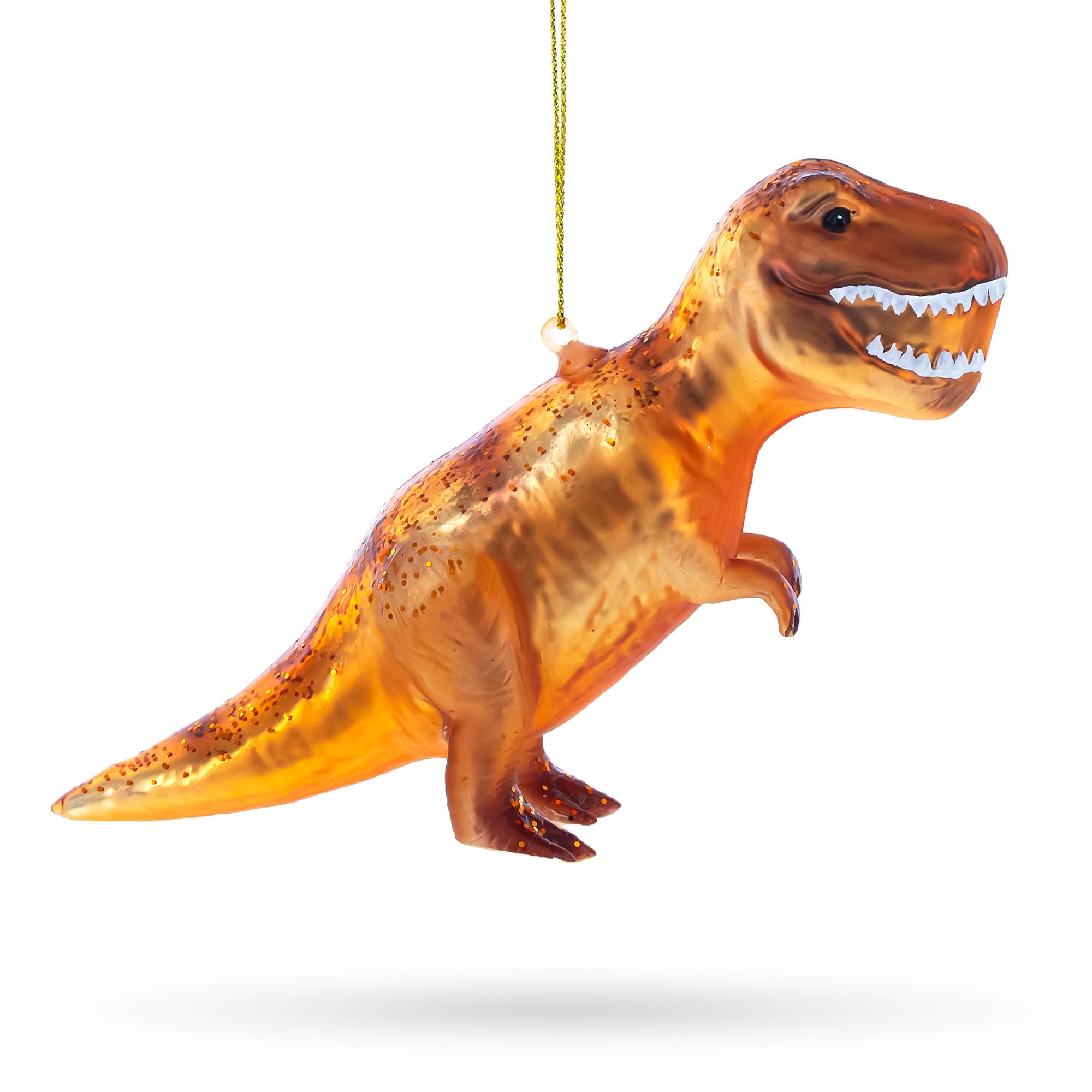 T-Rex Dinosaur Glass Christmas Ornament