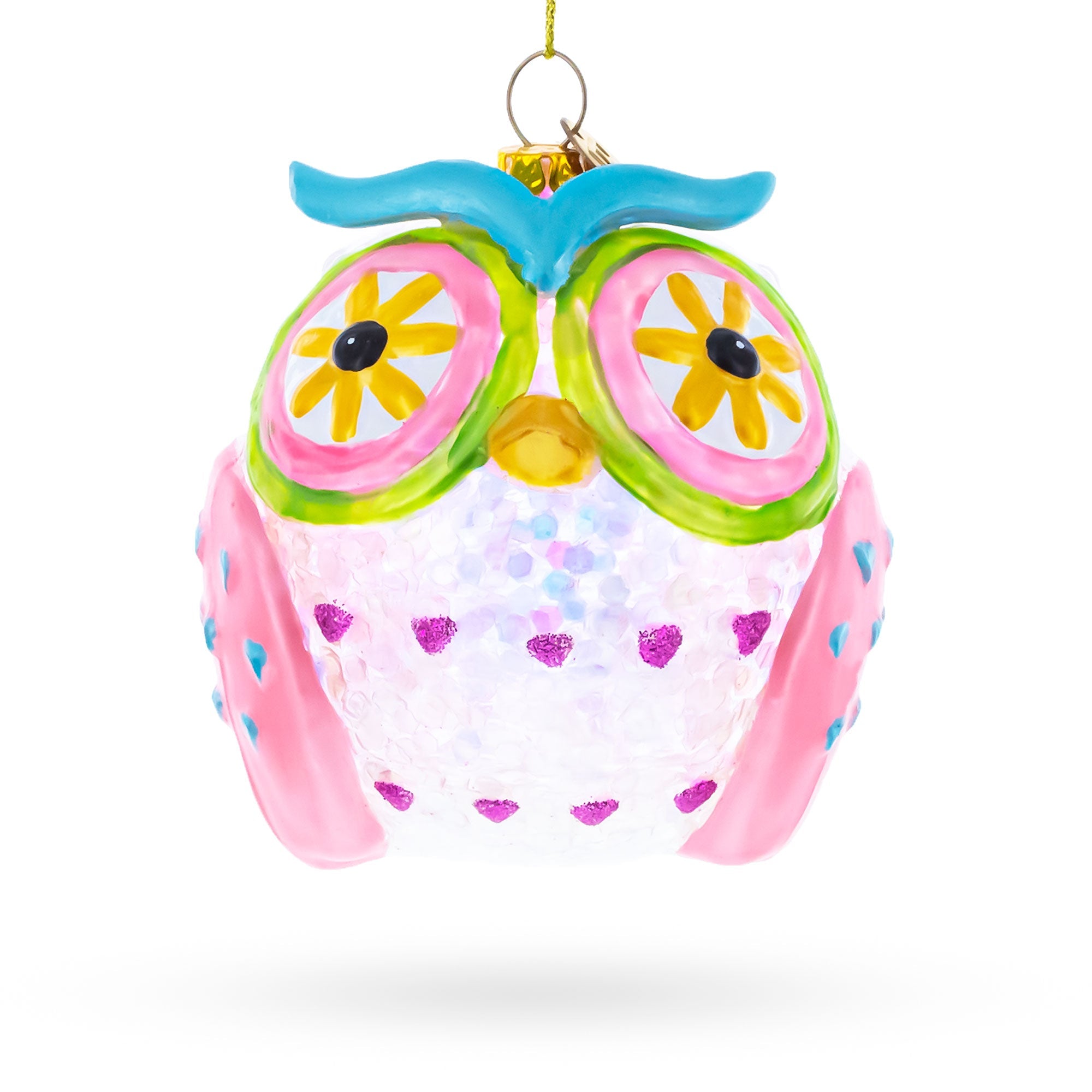 Sage Wise Owl Glass Christmas Ornament