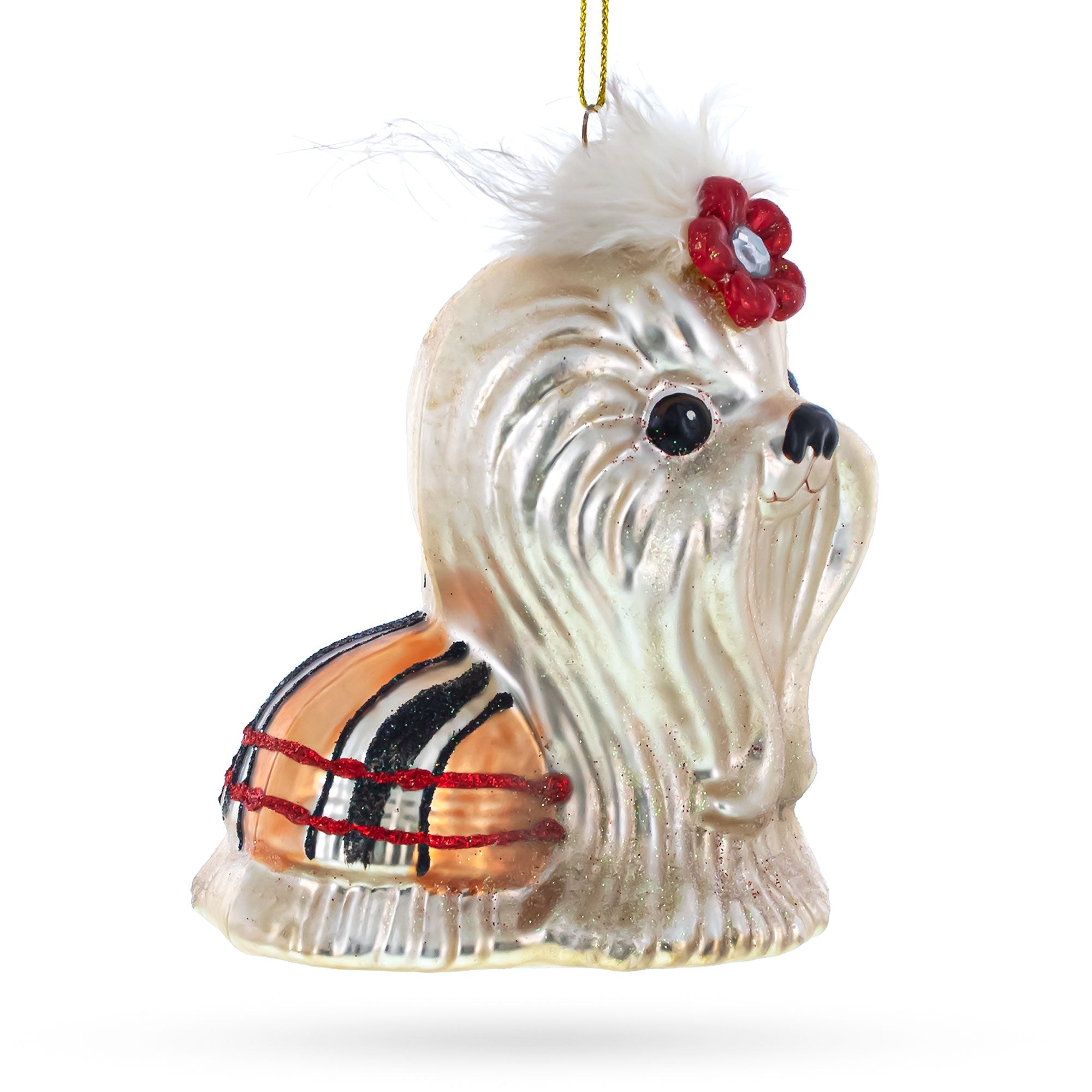 Shih Tzu Glass Christmas Ornament
