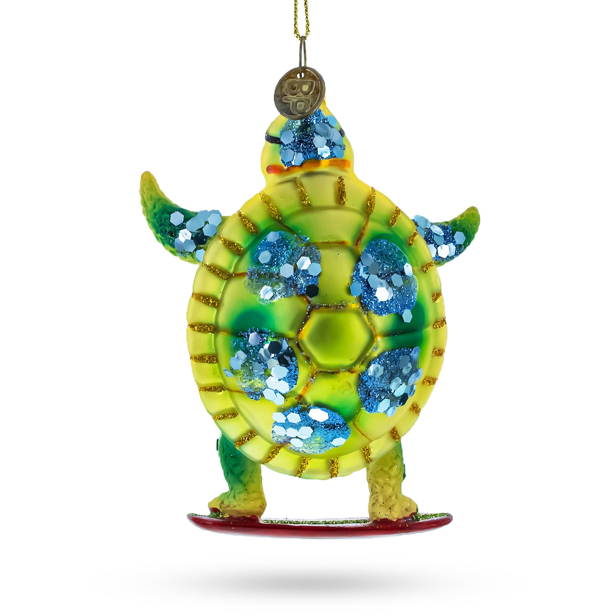 Turtle Surfing Glass Christmas Ornament BestPysanky