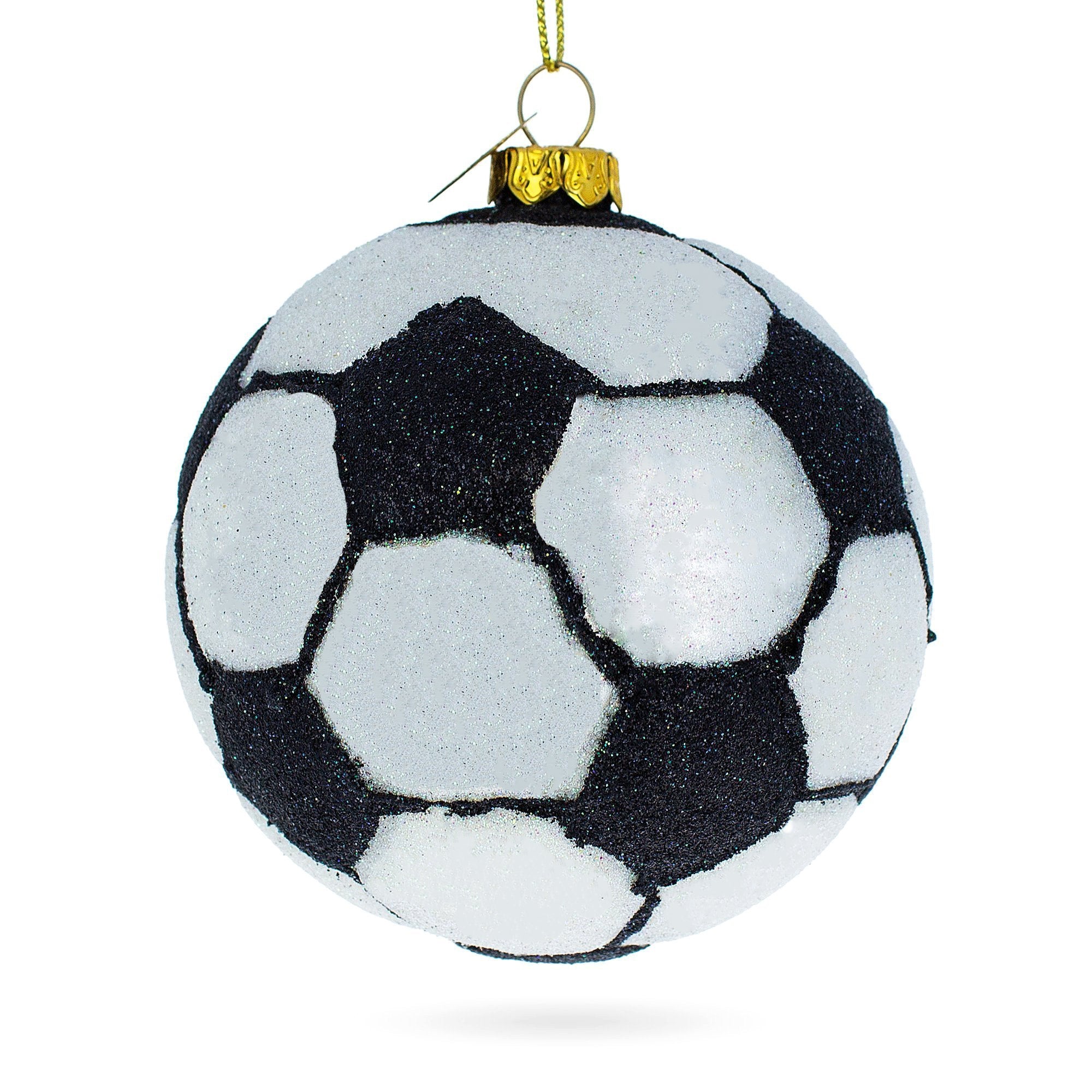 Sporty Soccer / Football Glass Christmas Ornament