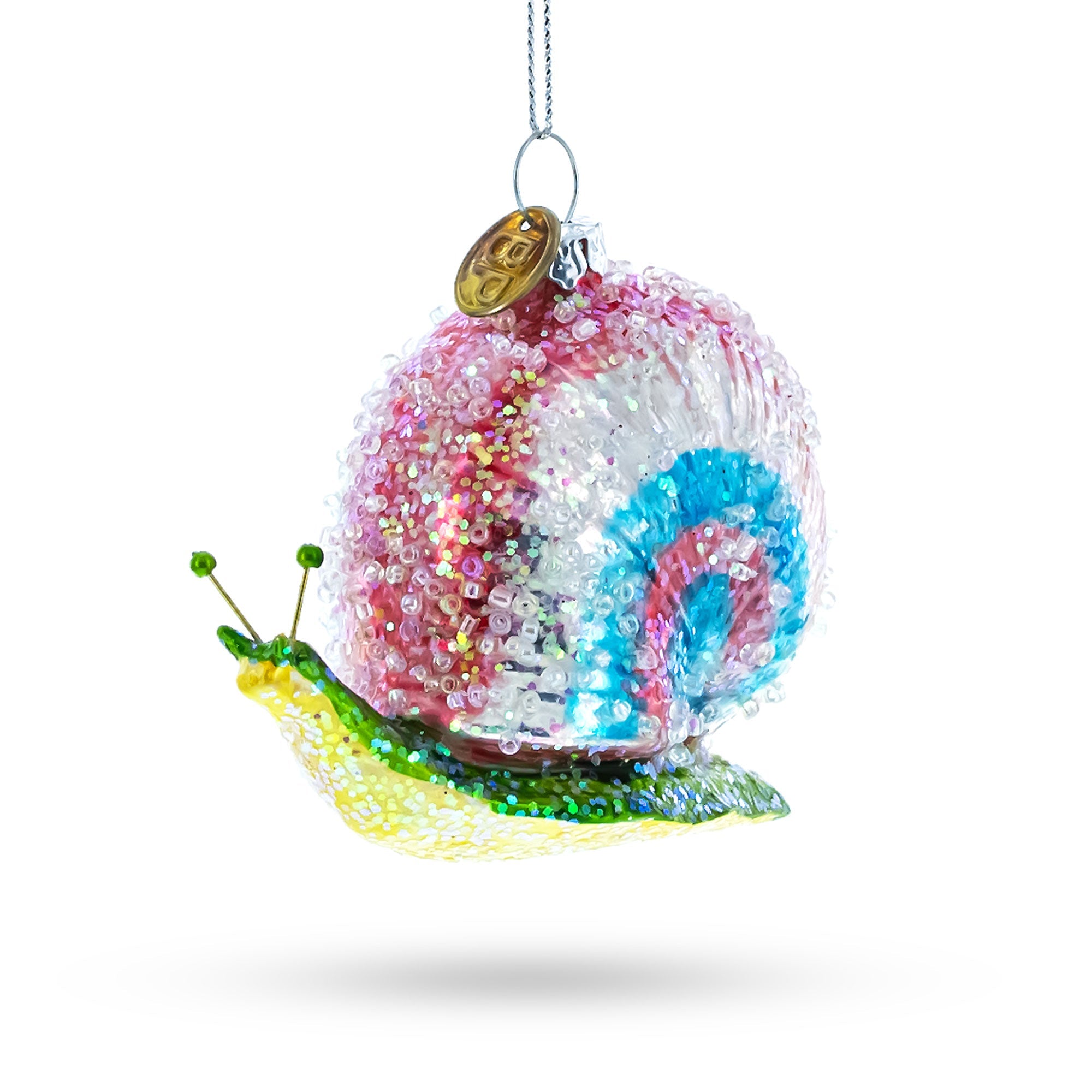 Snail with Colorful Beads Glass Christmas Ornament