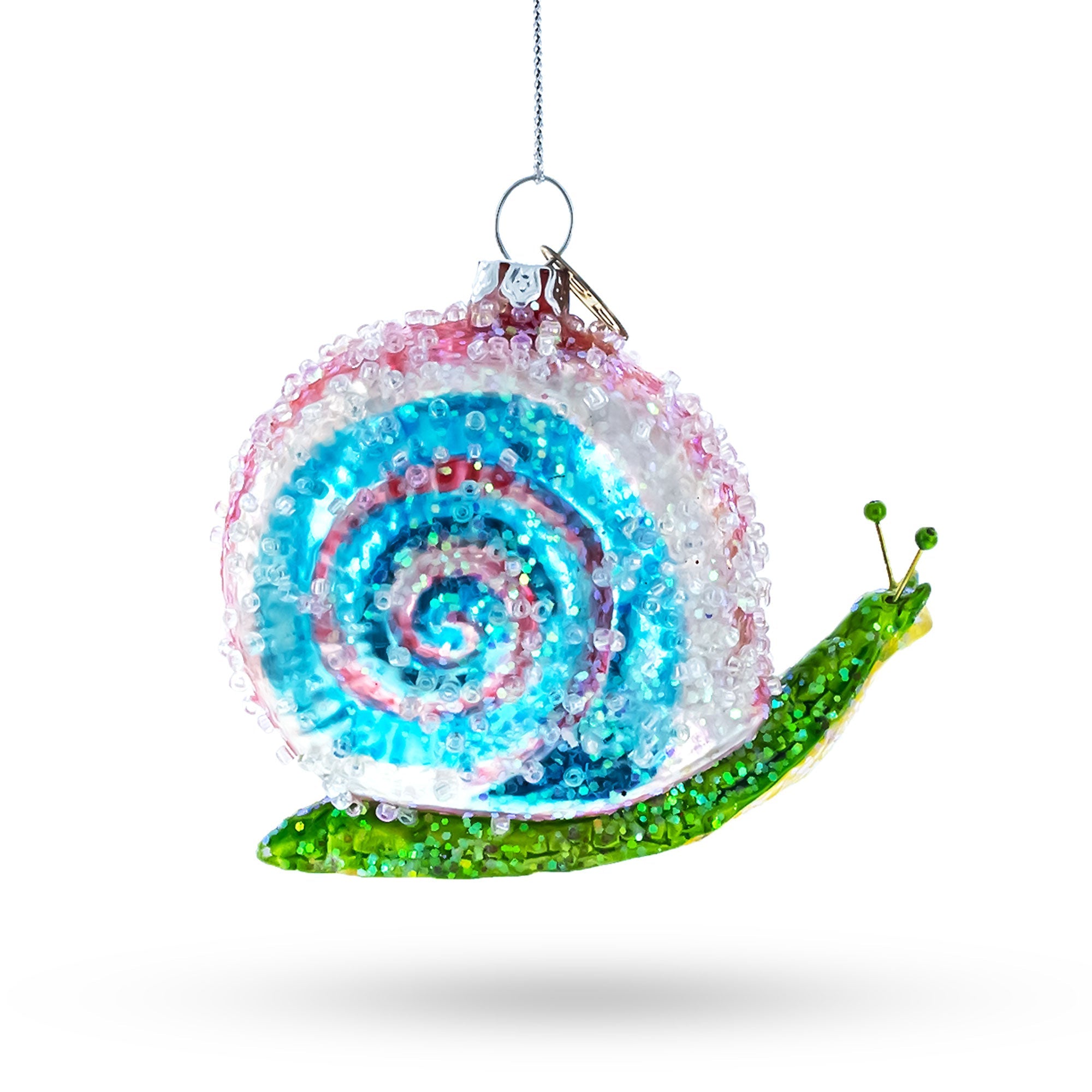 Snail with Colorful Beads Glass Christmas Ornament
