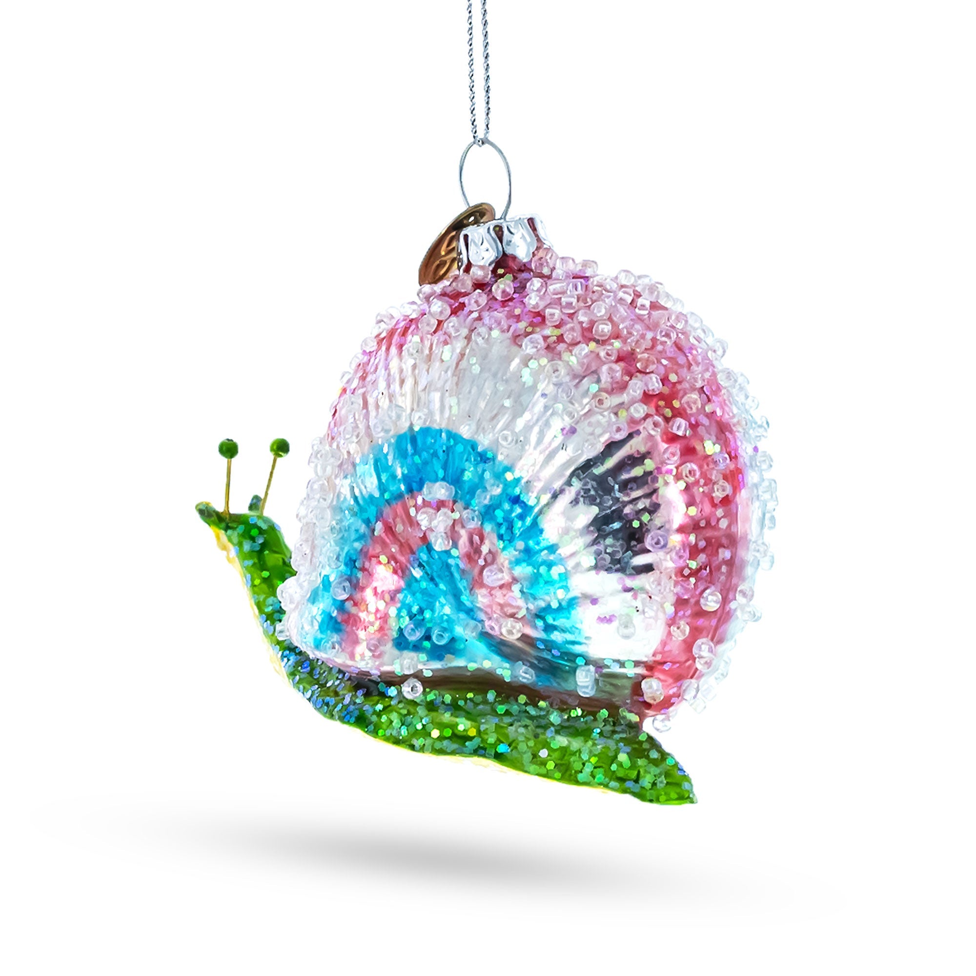 Snail with Colorful Beads Glass Christmas Ornament