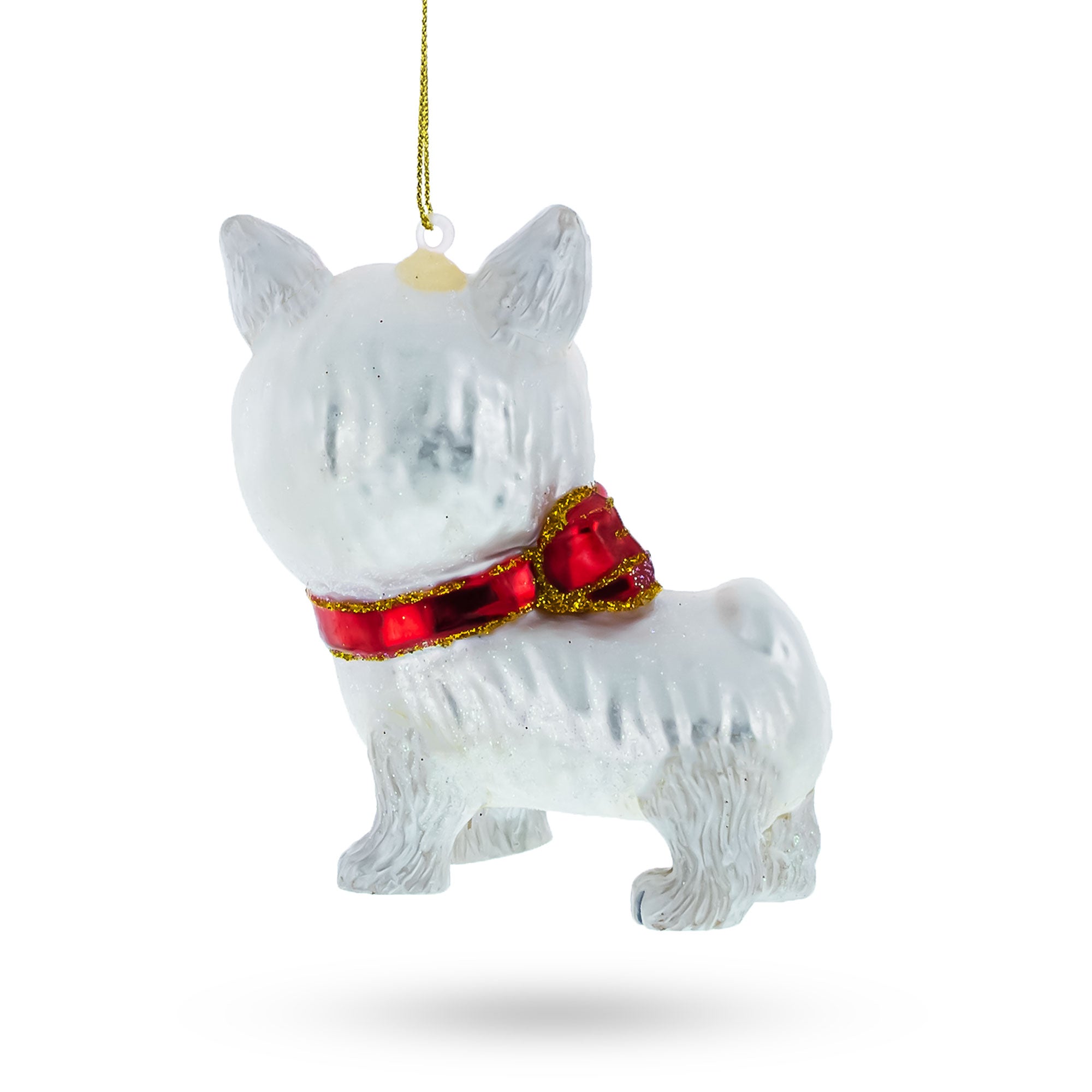 Yorkshire Terrier Glass Christmas Ornament