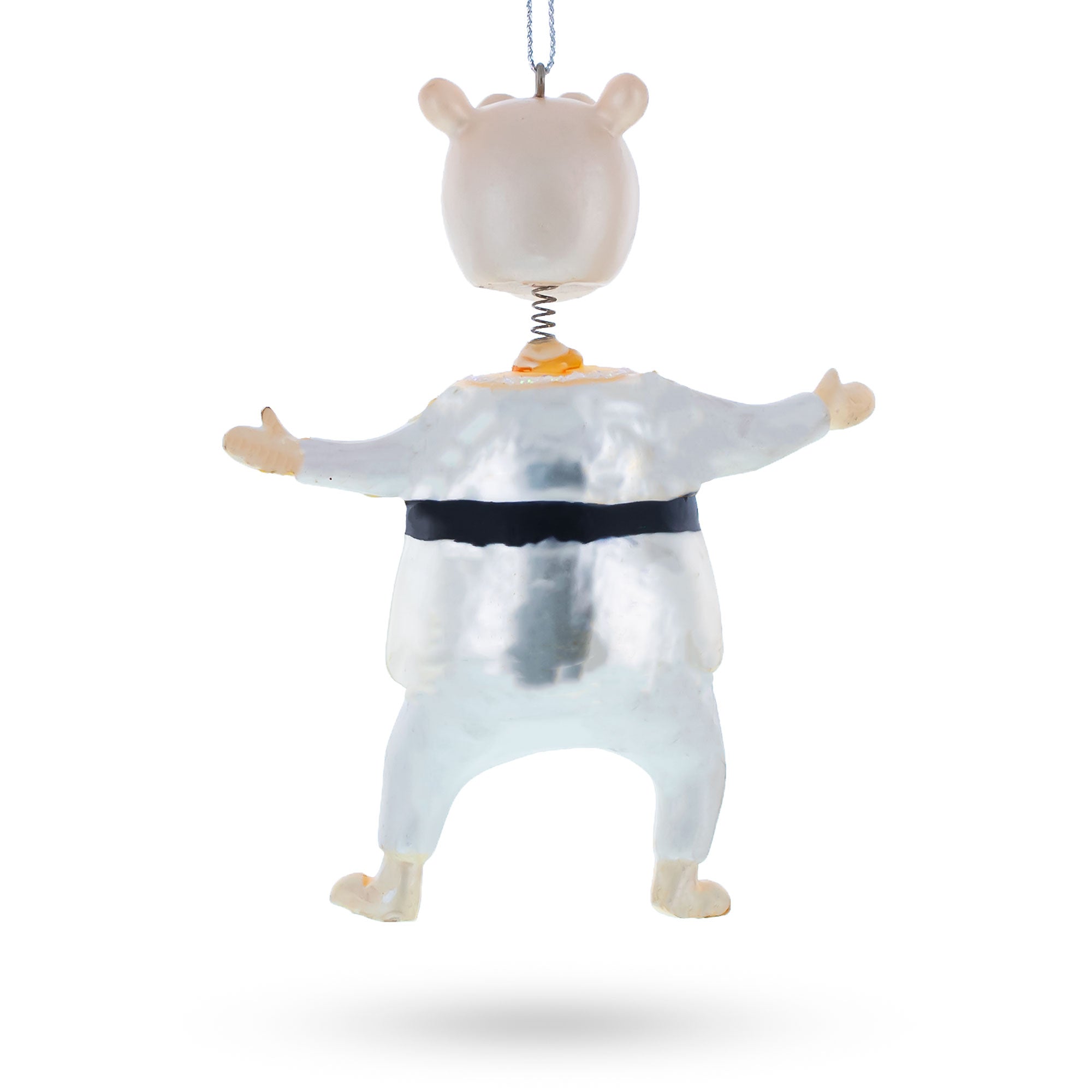 Martial Arts Karate Hippo Glass Christmas Ornament