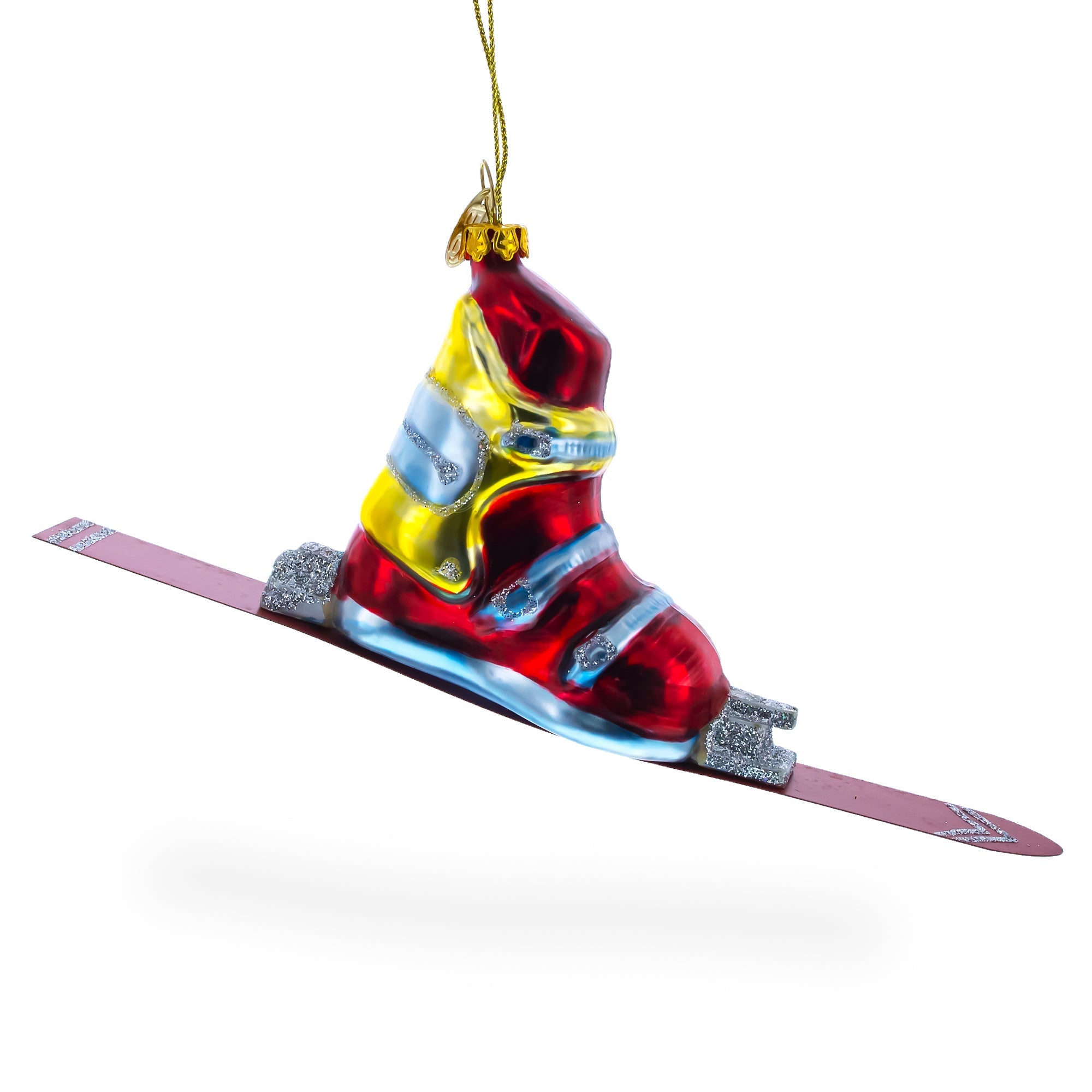 Ski Boot Glass Christmas Ornament